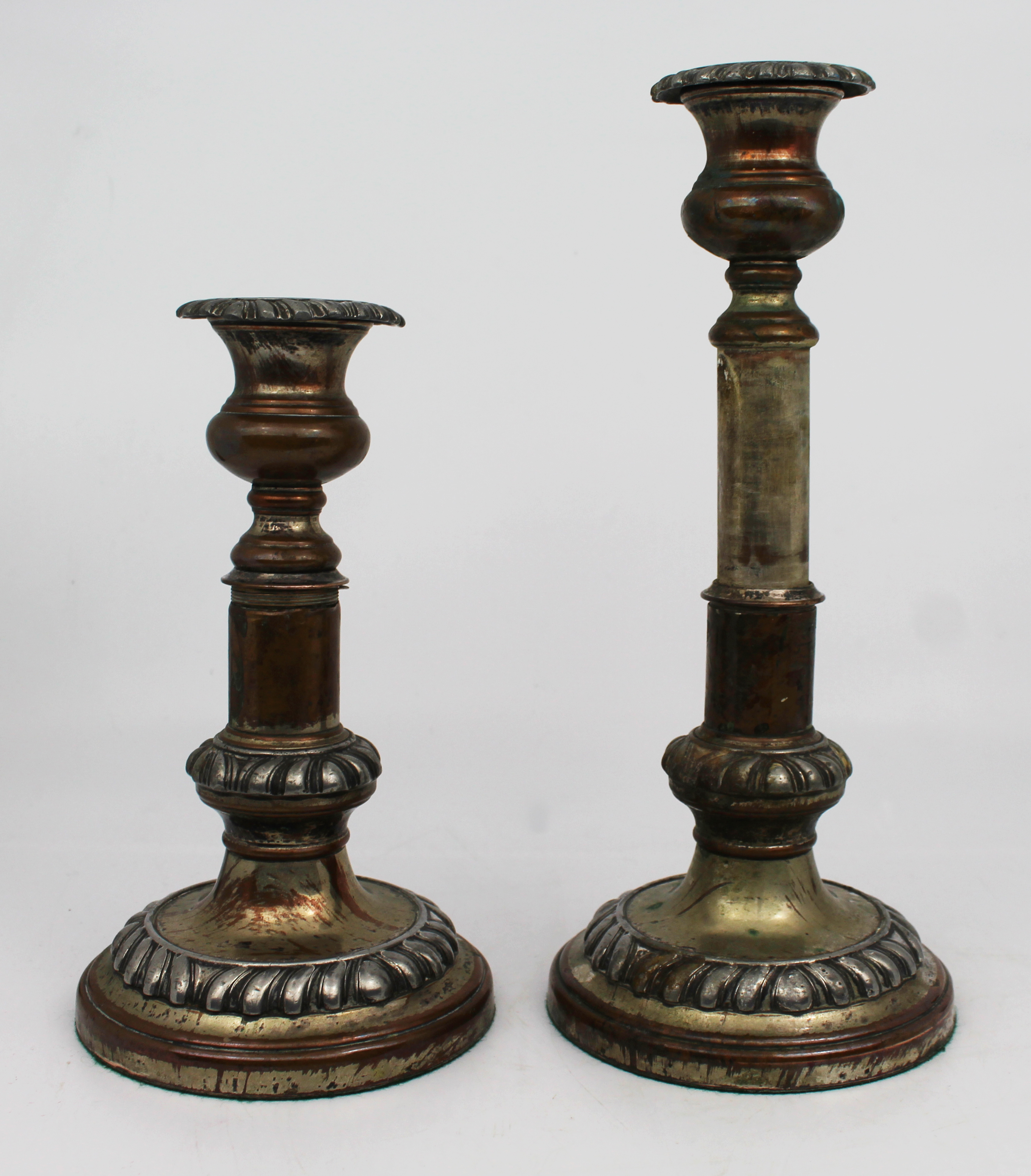 Pair of Antique Sheffield Plate Telescopic Candlesticks