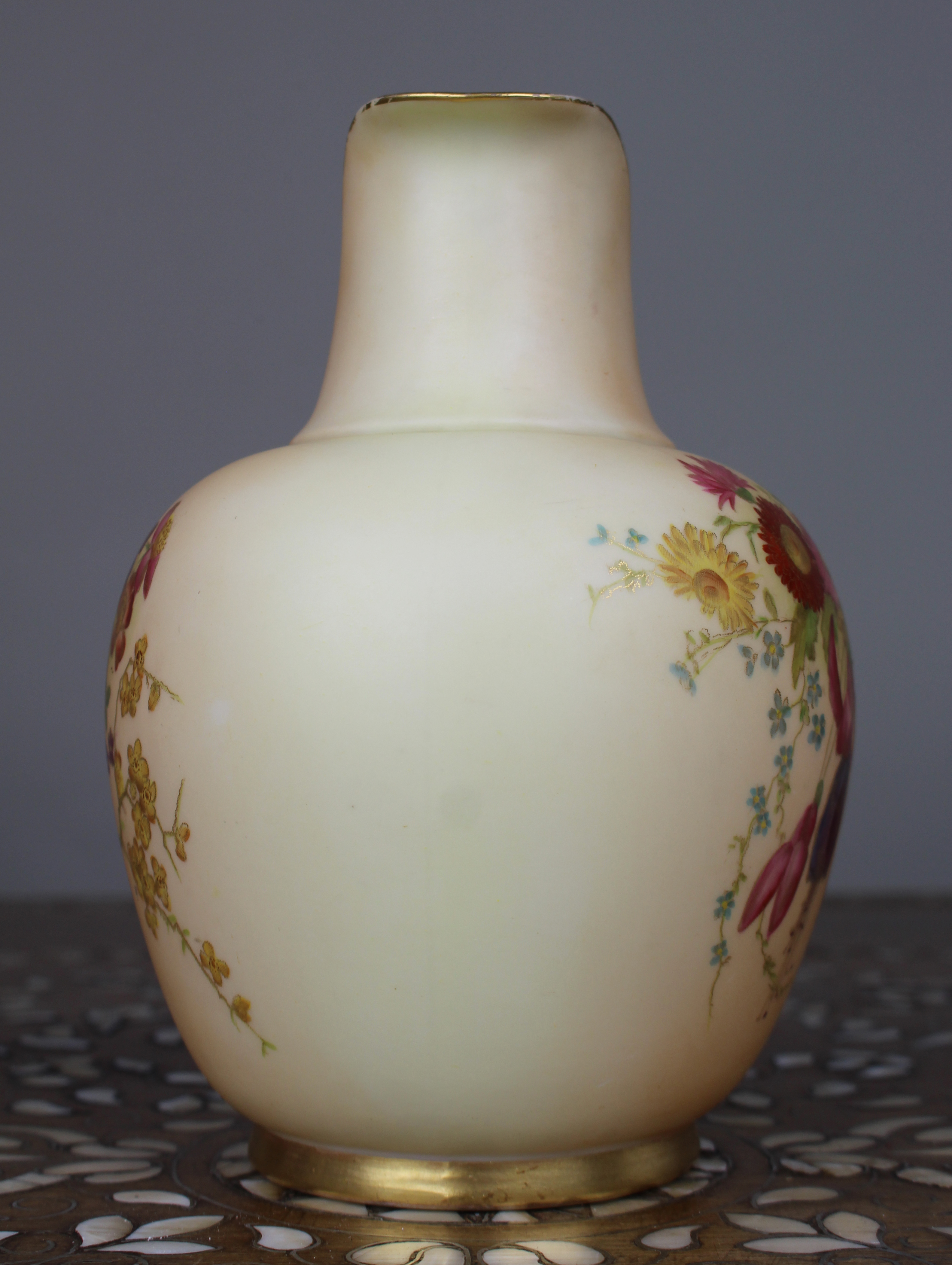 Antique Royal Worcester Blush Ivory Ewer, Hand-Painted Porcelain, 1896