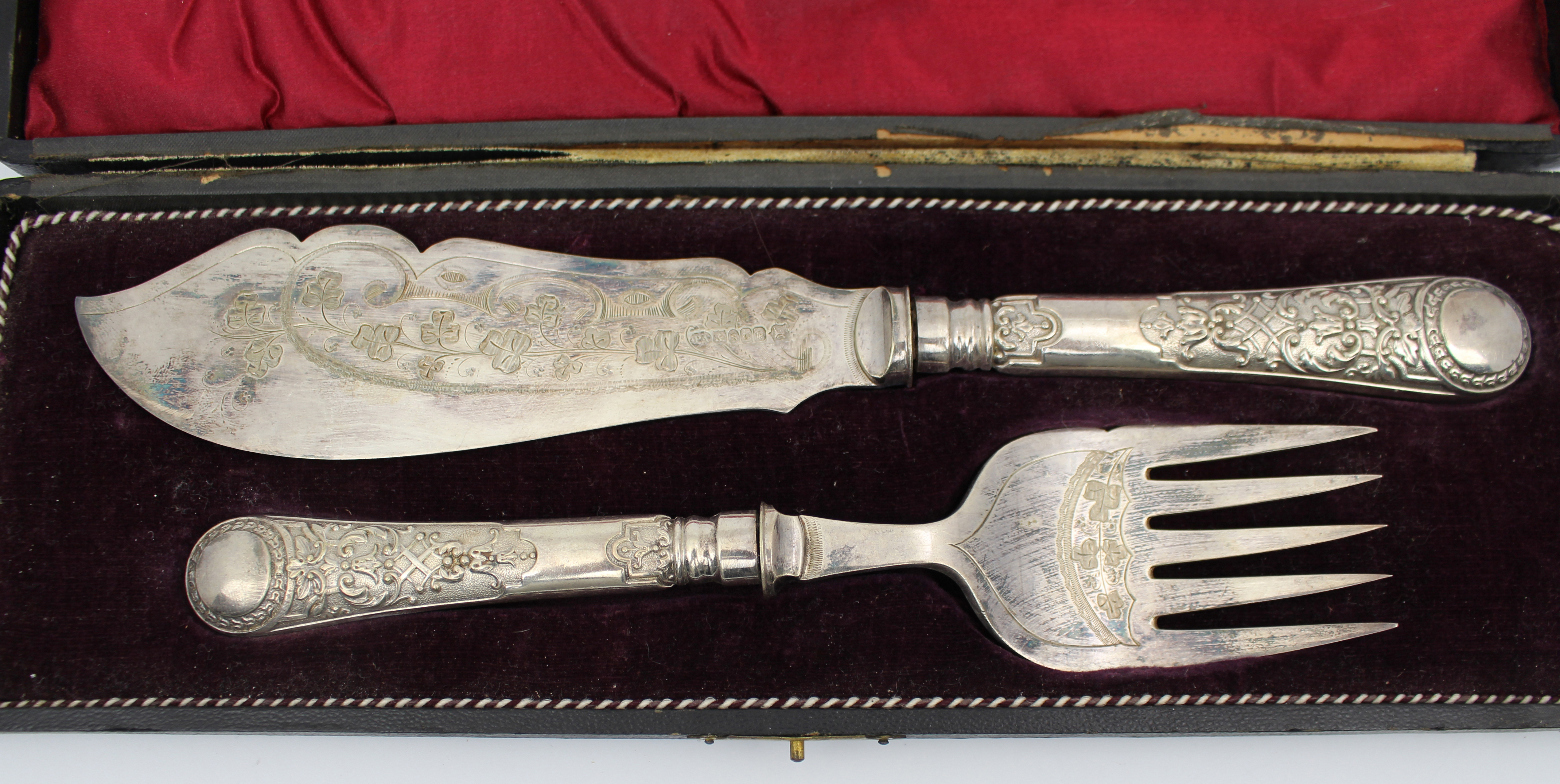 Victorian Silver-Plated Fish Knife & Fork Set c.1880