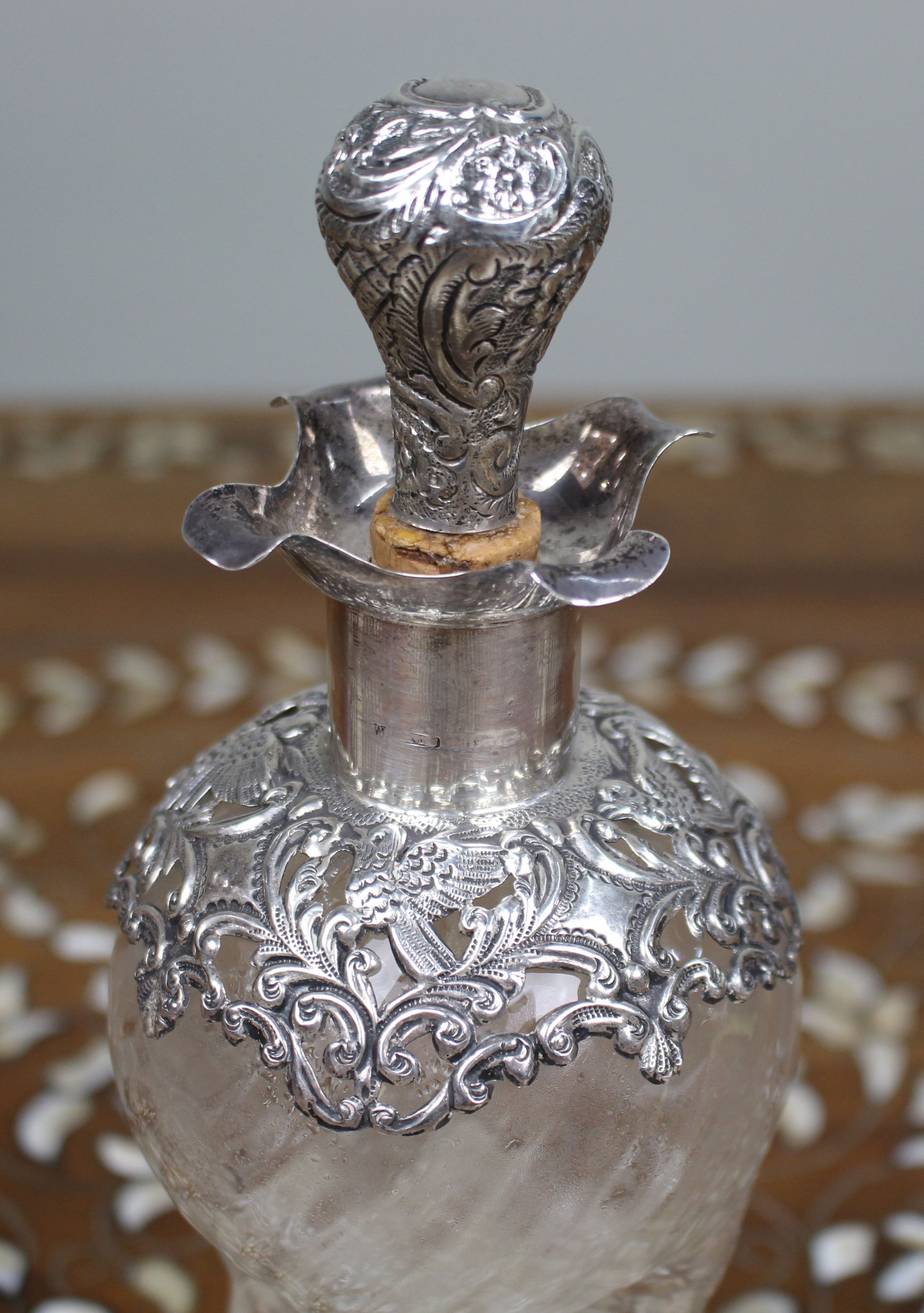 Antique Silver Mounted Crystal Decanter