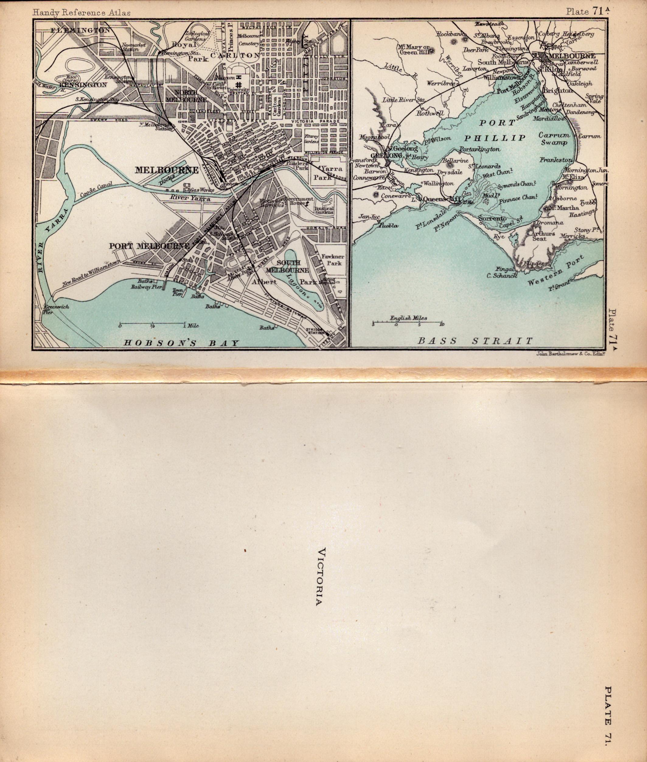 Victoria State Australia Double Sided Victorian Antique 1896 Map.