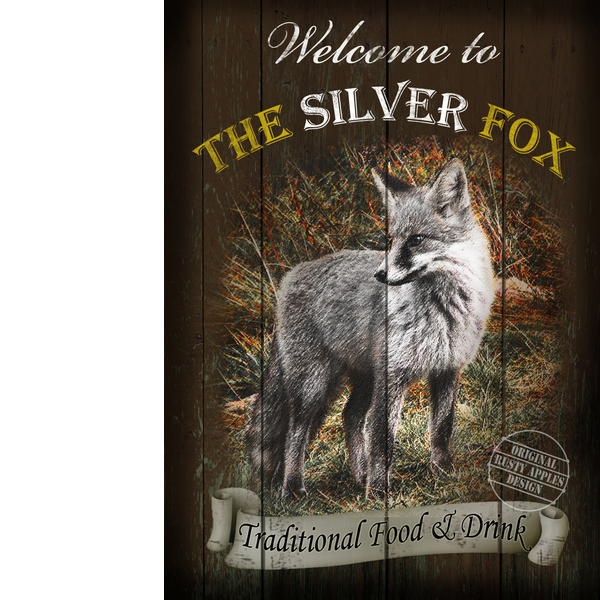 Vintage Style Reproduction Large Metal Pub Sign "The Silver Fox"Vintage Style Reproduction Large