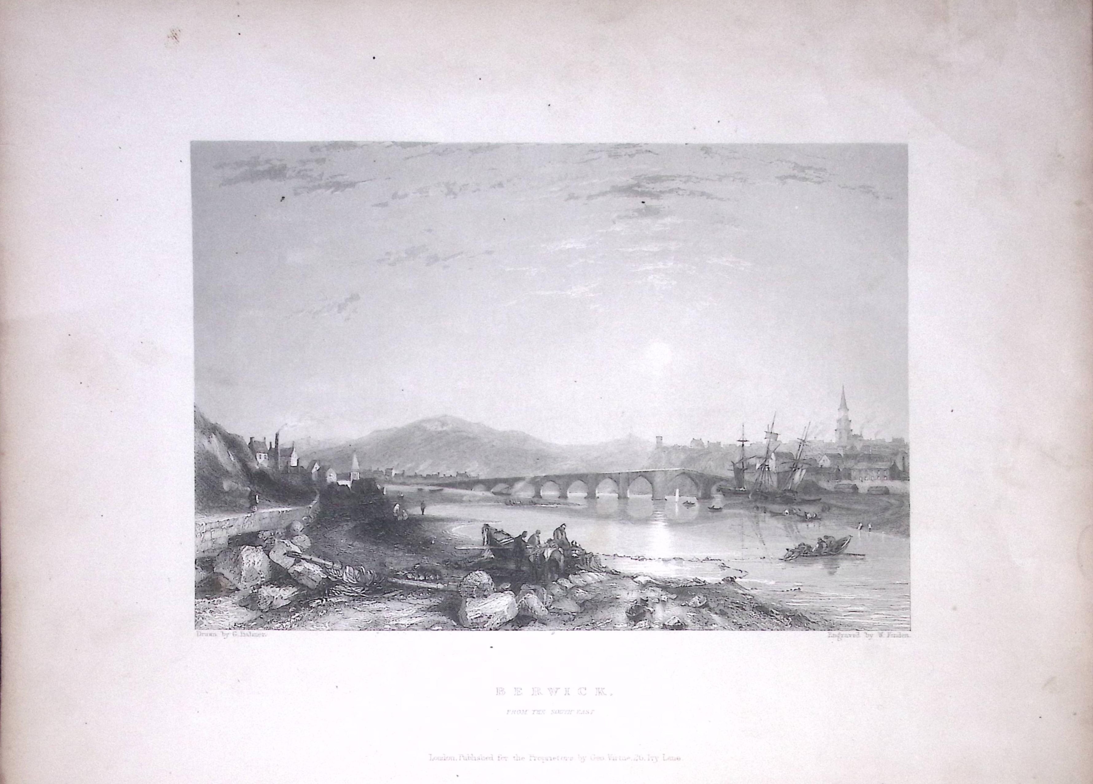 Berwick on Tweed WH Bartlett 1842 Antique Steel Engraving-2-TR