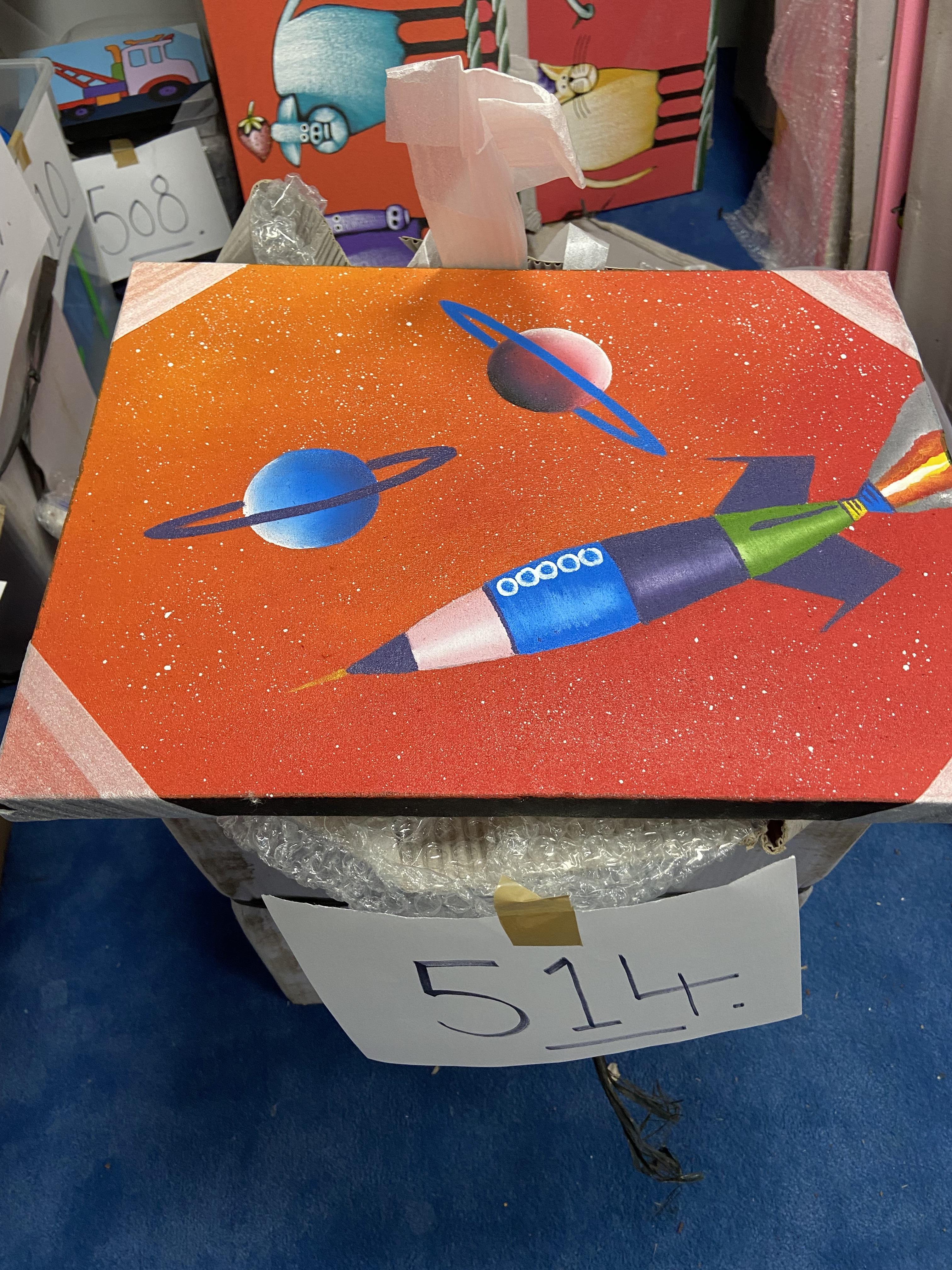 Quantity of painted panels, rockets red