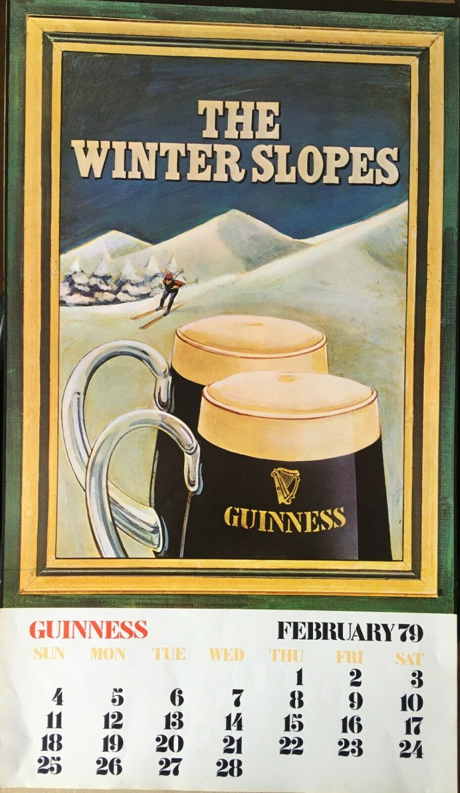 5 Vintage Single Original Pages Guinness Calendars 1971-1981- Set 1Collection Of 5 Vintage Single