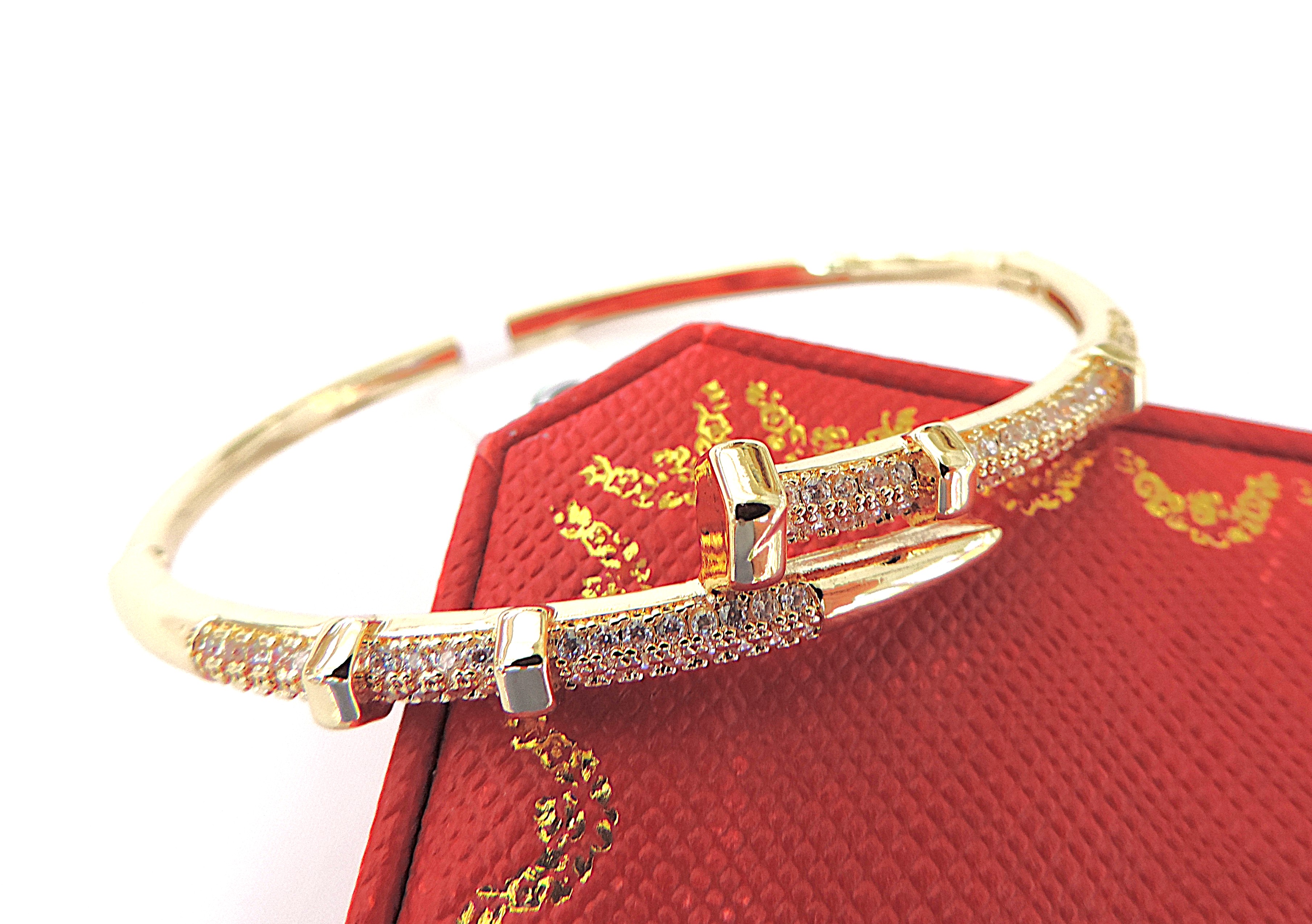 Orrevé 18k Gold Plated Pave Zircon Bangle/Bracelet 'New'