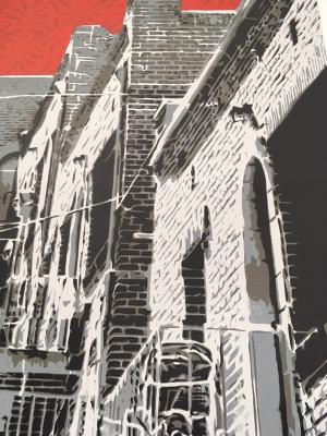 Logan Hicks (b.1971 ) Sunset Apartment Complex, Screen Print, Early Limited Ed, Black Rat Press 2008