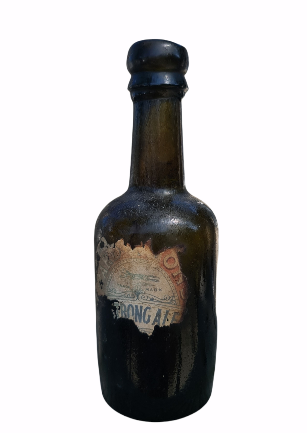 Victorian or Earlier Hand Made Dark Green Beer Bottle Measures 8 inches tall
