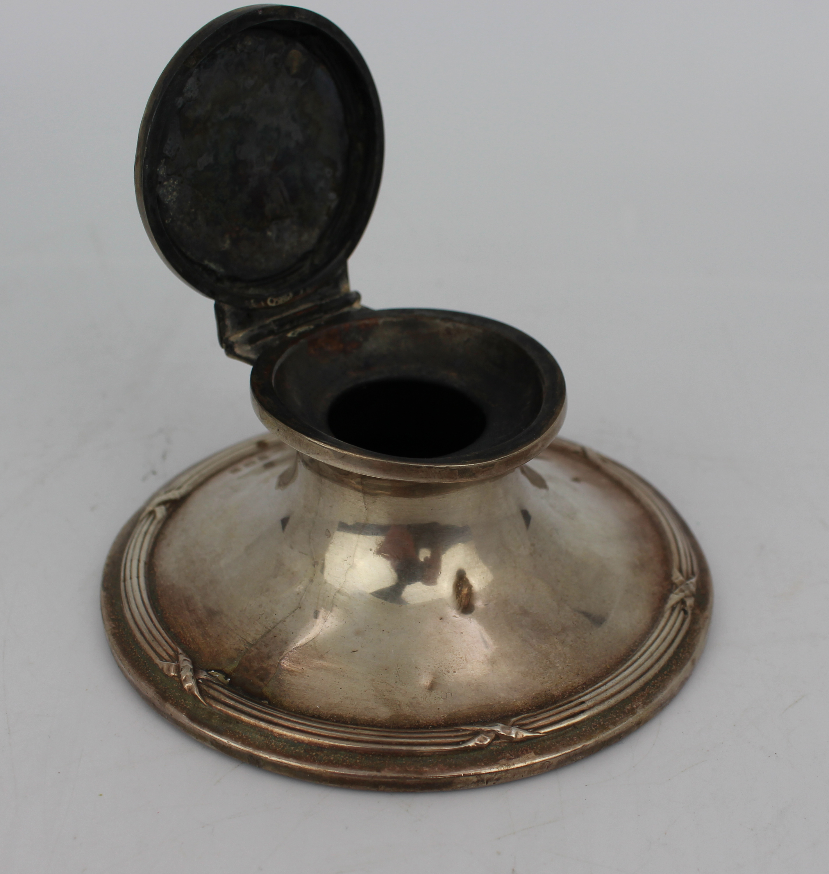 Solid Silver Antique Inkwell