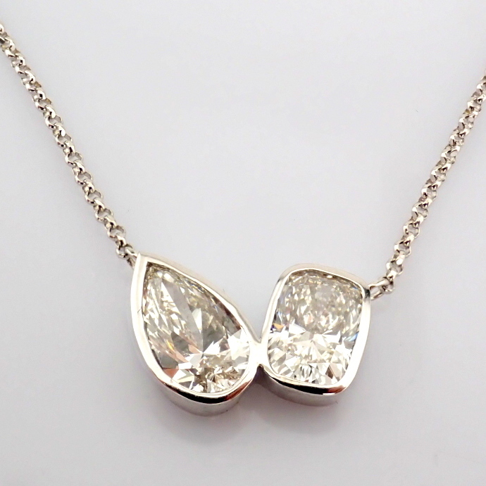 Cushion Cut Lab-Grown Diamond Necklace - 2.56 Total Carat (IGI Certified)