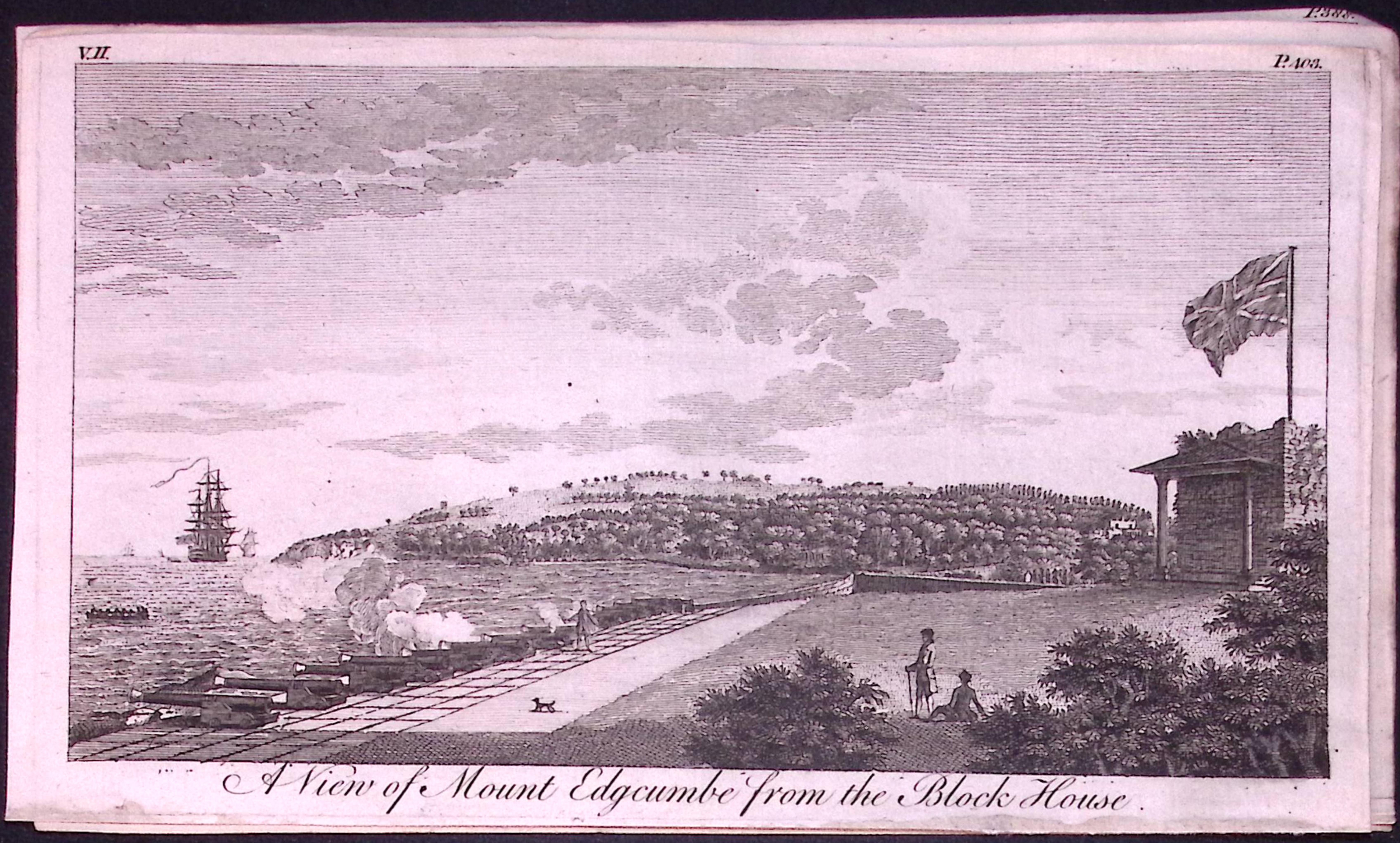 Mount Edgcumbe-Cornwall  Rare 1776 Georgian Copper Antique Engraving -51