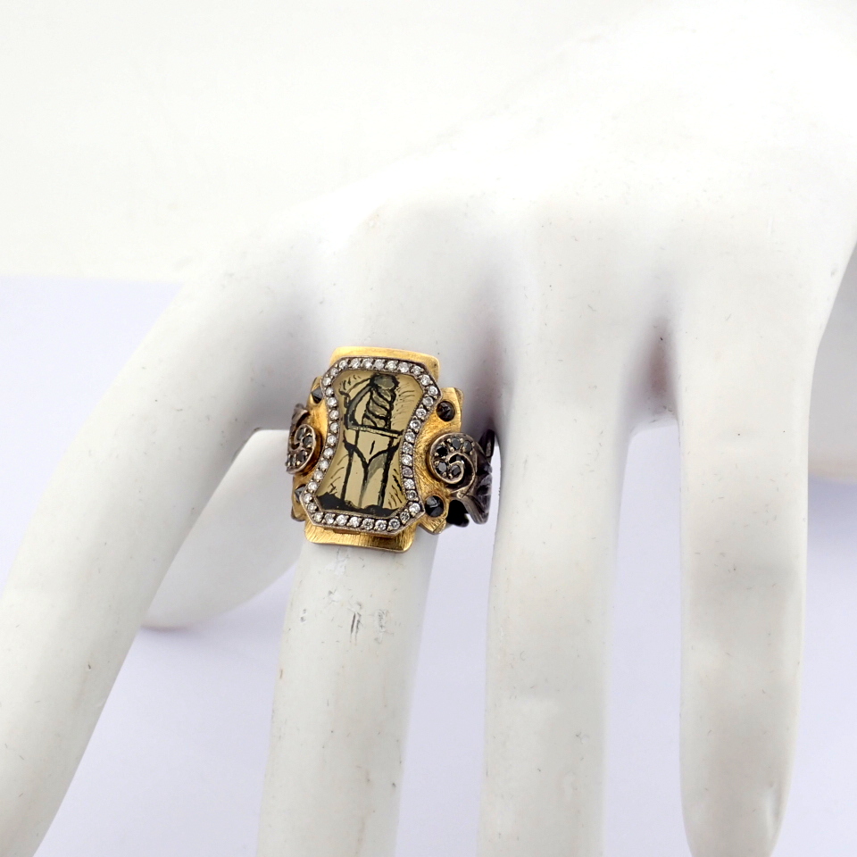 Natural Diamond 24K Yellow Gold Ring