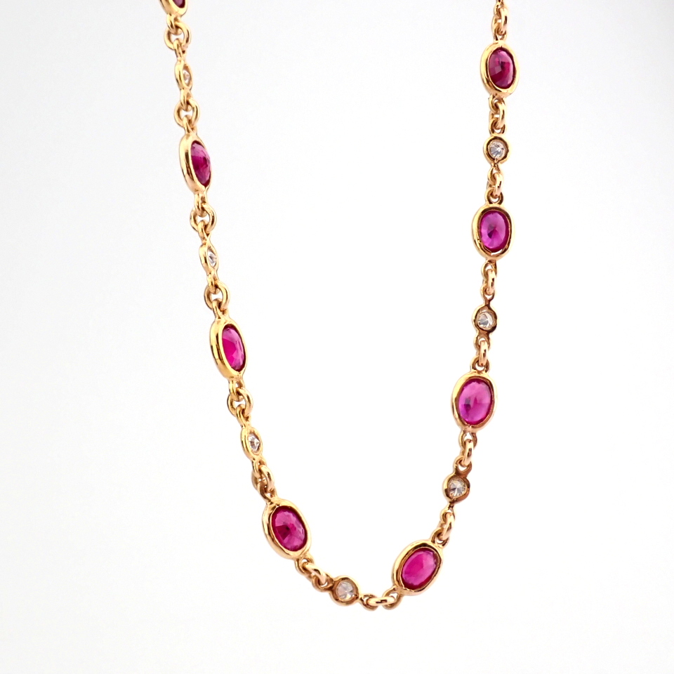 Natural Diamond 18K Rose/Pink Gold Necklace