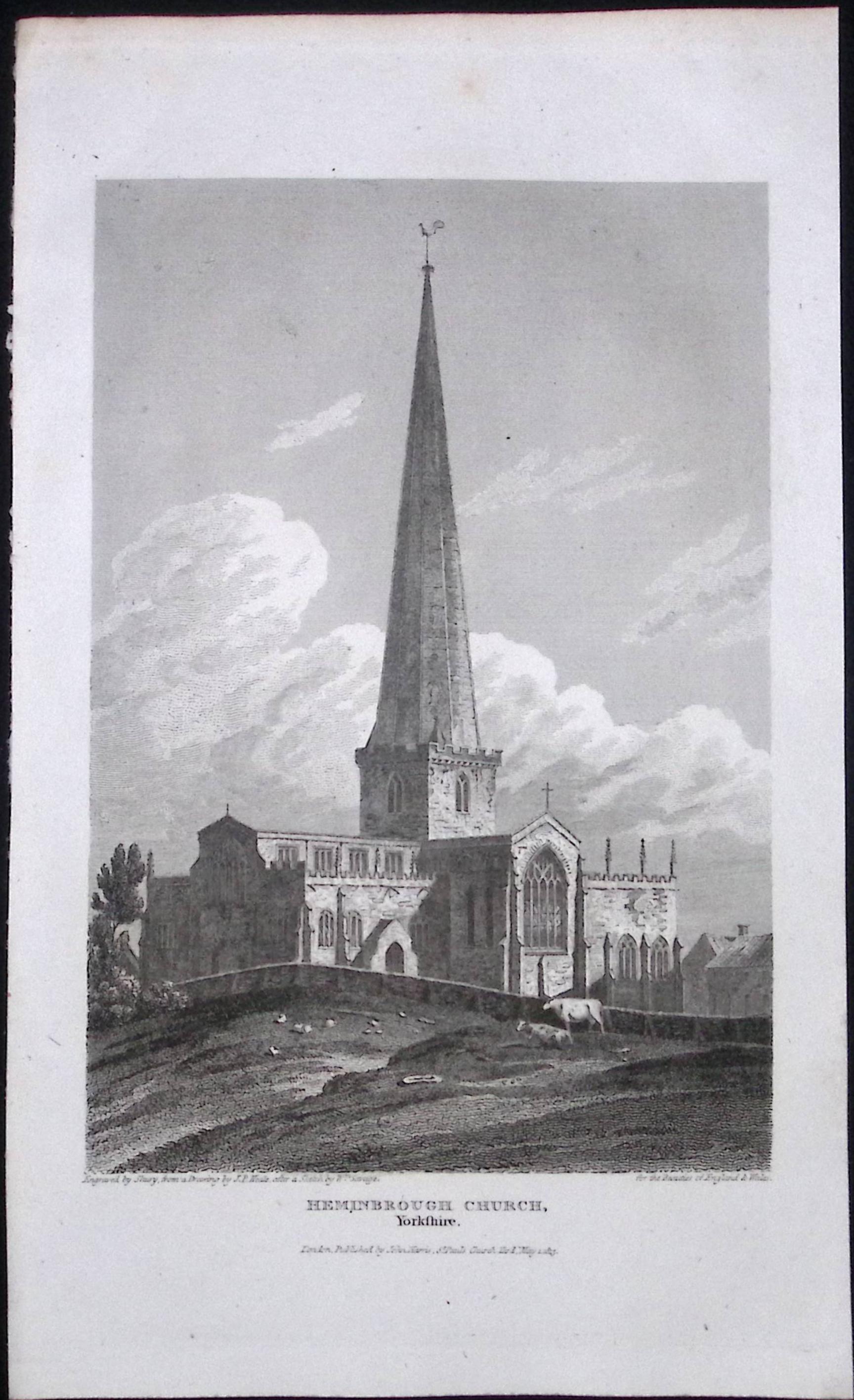 Hemingbrough Yorkshire Antique 213 Years-Old Steel-Engraving-26