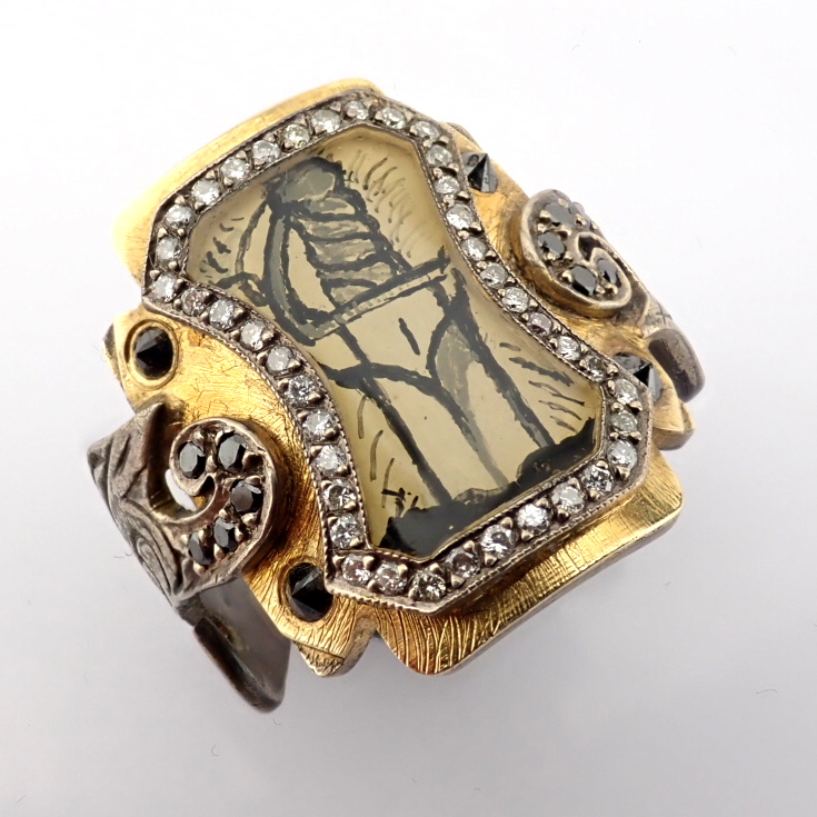 Natural Diamond 24K Yellow Gold Ring