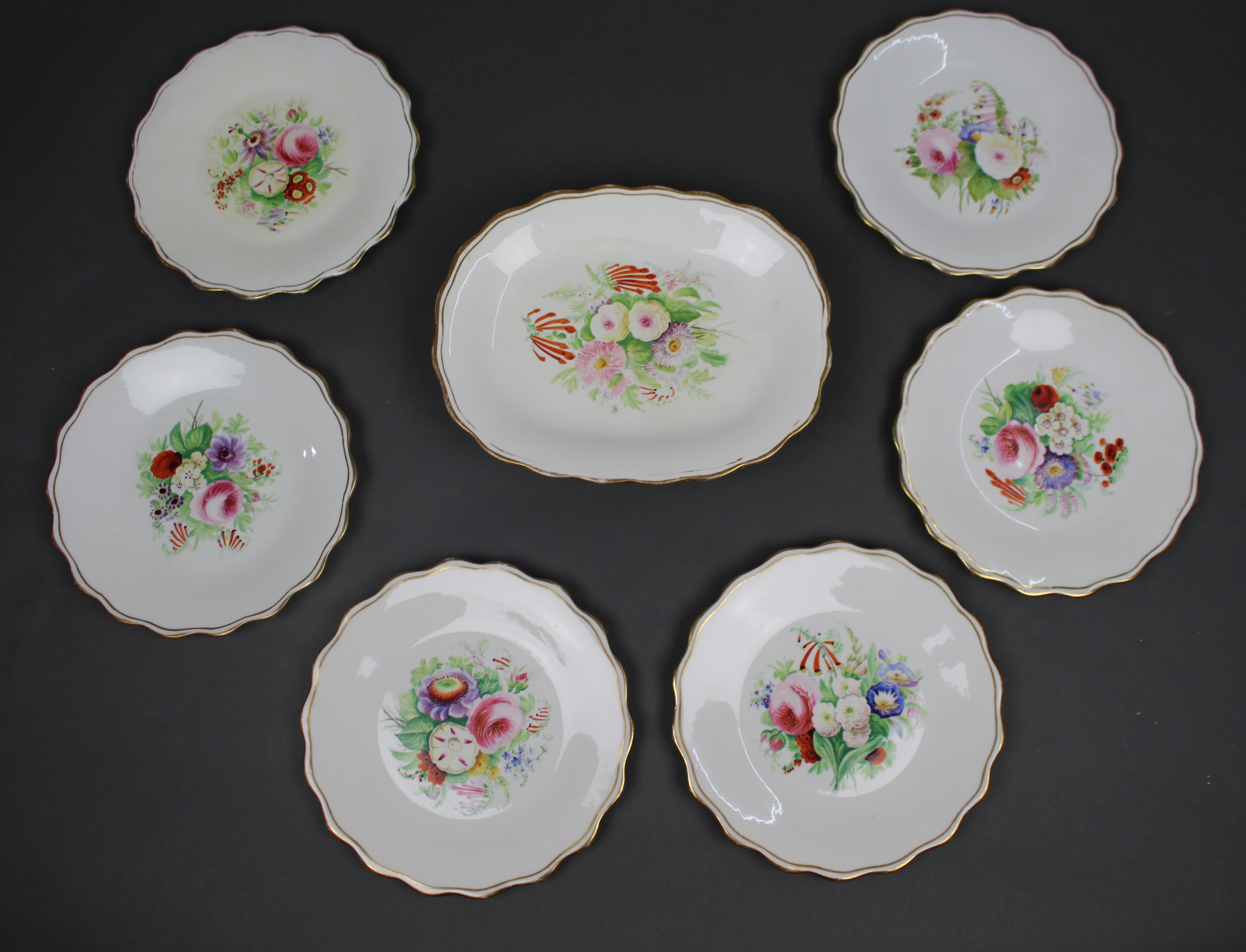 7 Piece Hand Decorated Floral Dessert Set