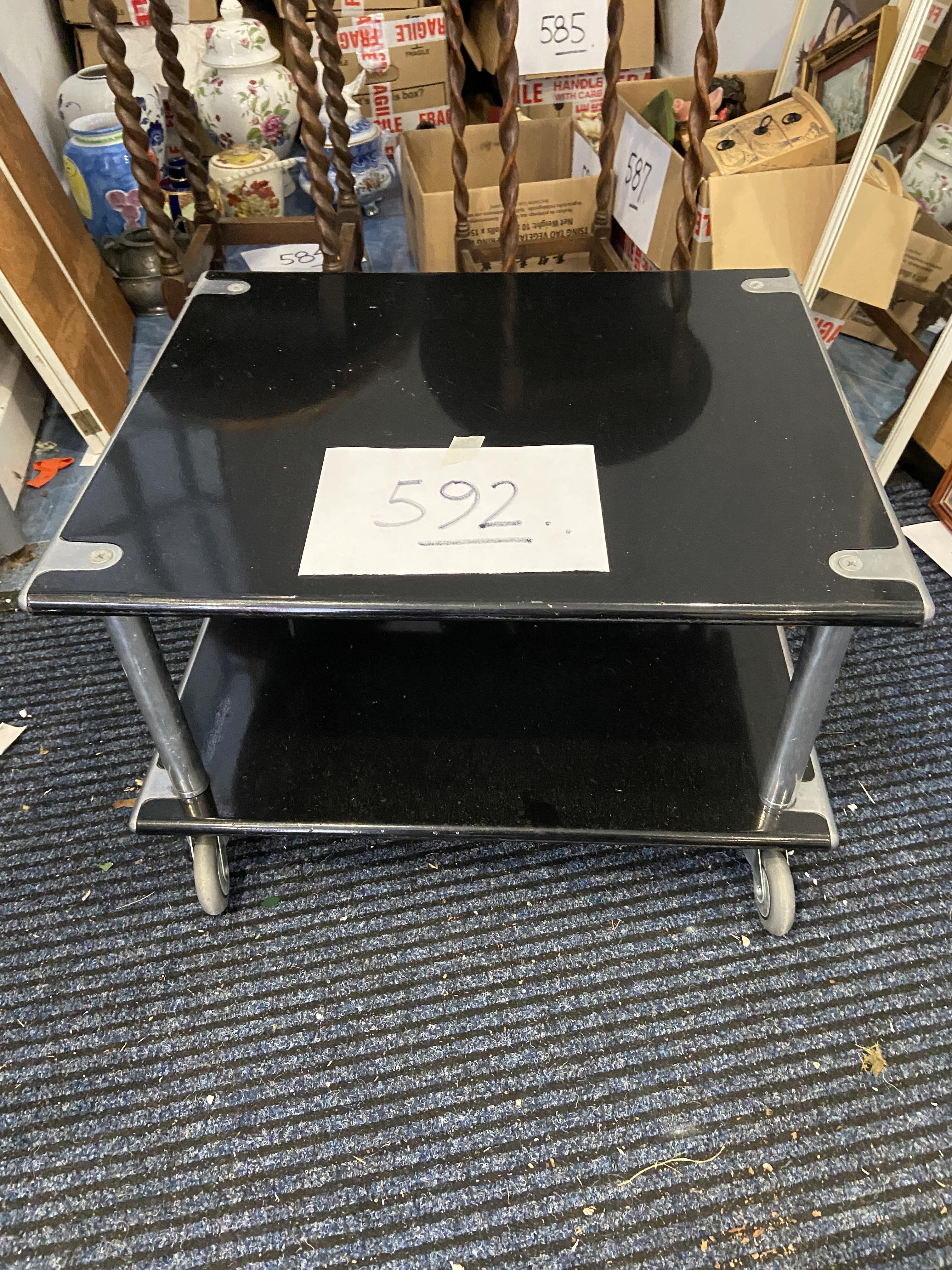 Vintage industrial 2 tier trolley table, metal
