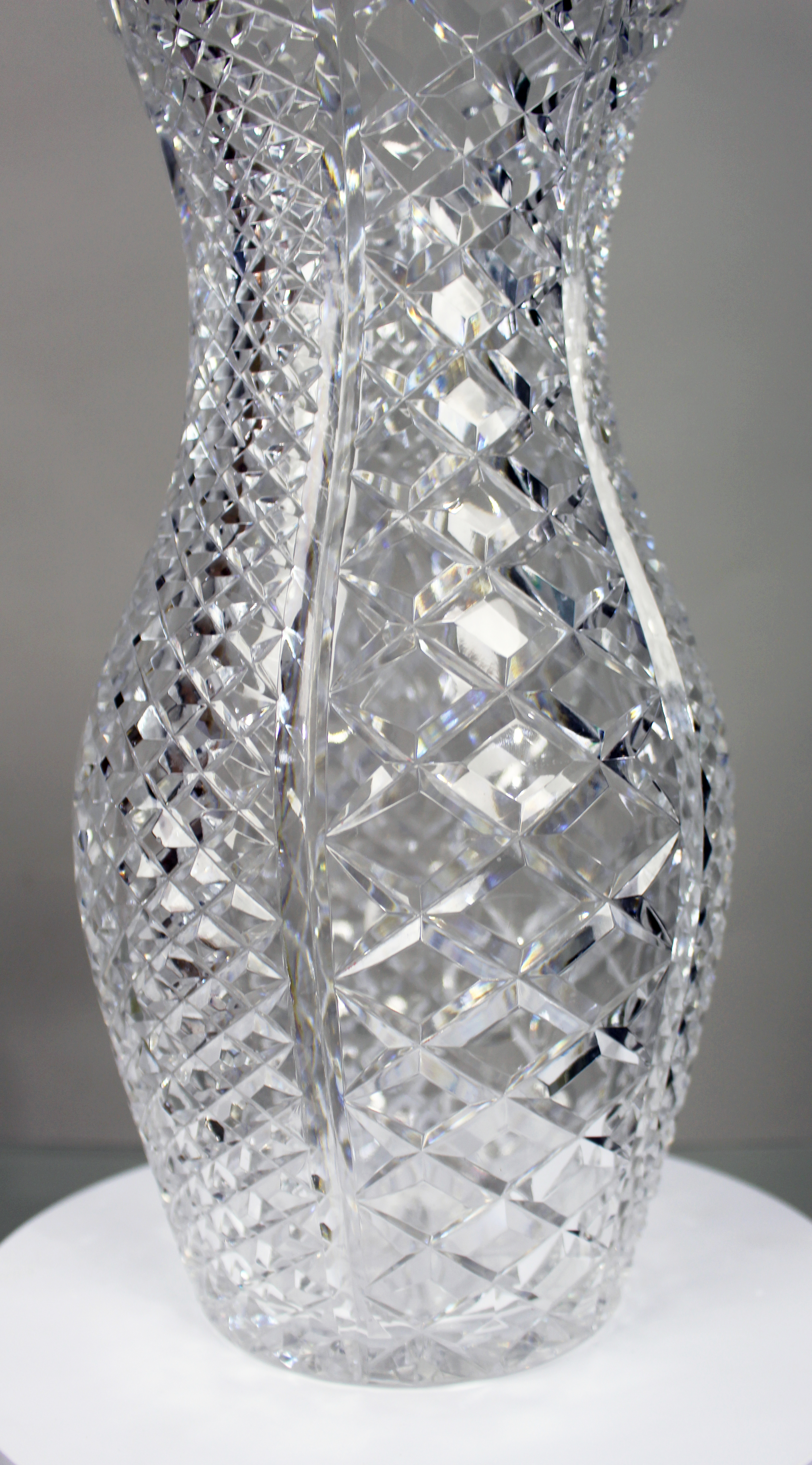 Pair of Monumental Bowes-Lyon Cut Crystal Vases