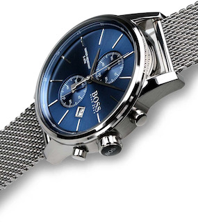 Hugo Boss 1513441 Men's Jet Blue Dial Silver Mesh Band Chronograph Watch
