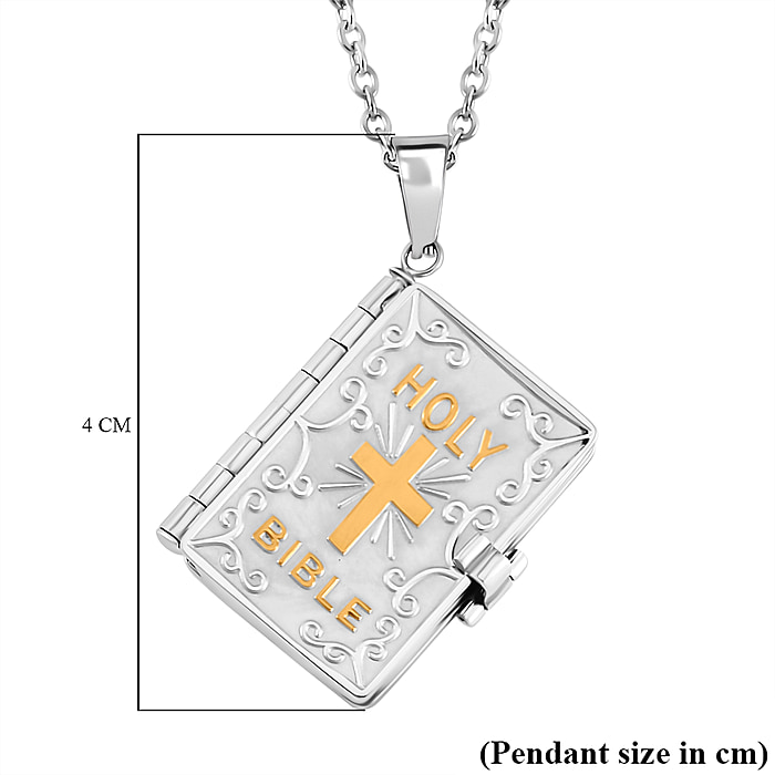 New! Holy Bible Openable Pendant With Chain