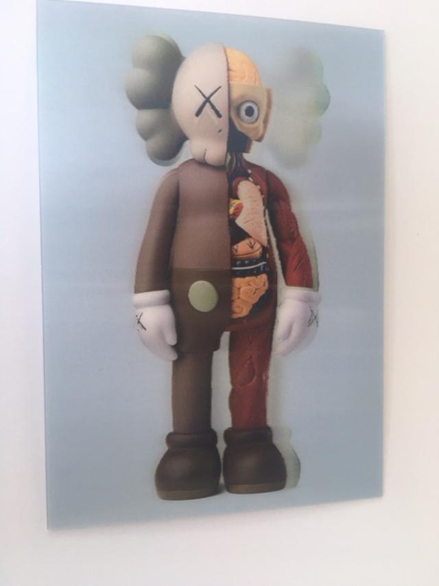 Kaws (b.1974) Import, 3D Lenticular Image Flayed Companion In Brown, Exhibition At NGV, Framed, 2019