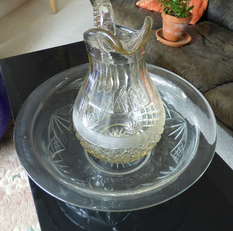 Fine Cut Glass Crystal Jug & Bowl