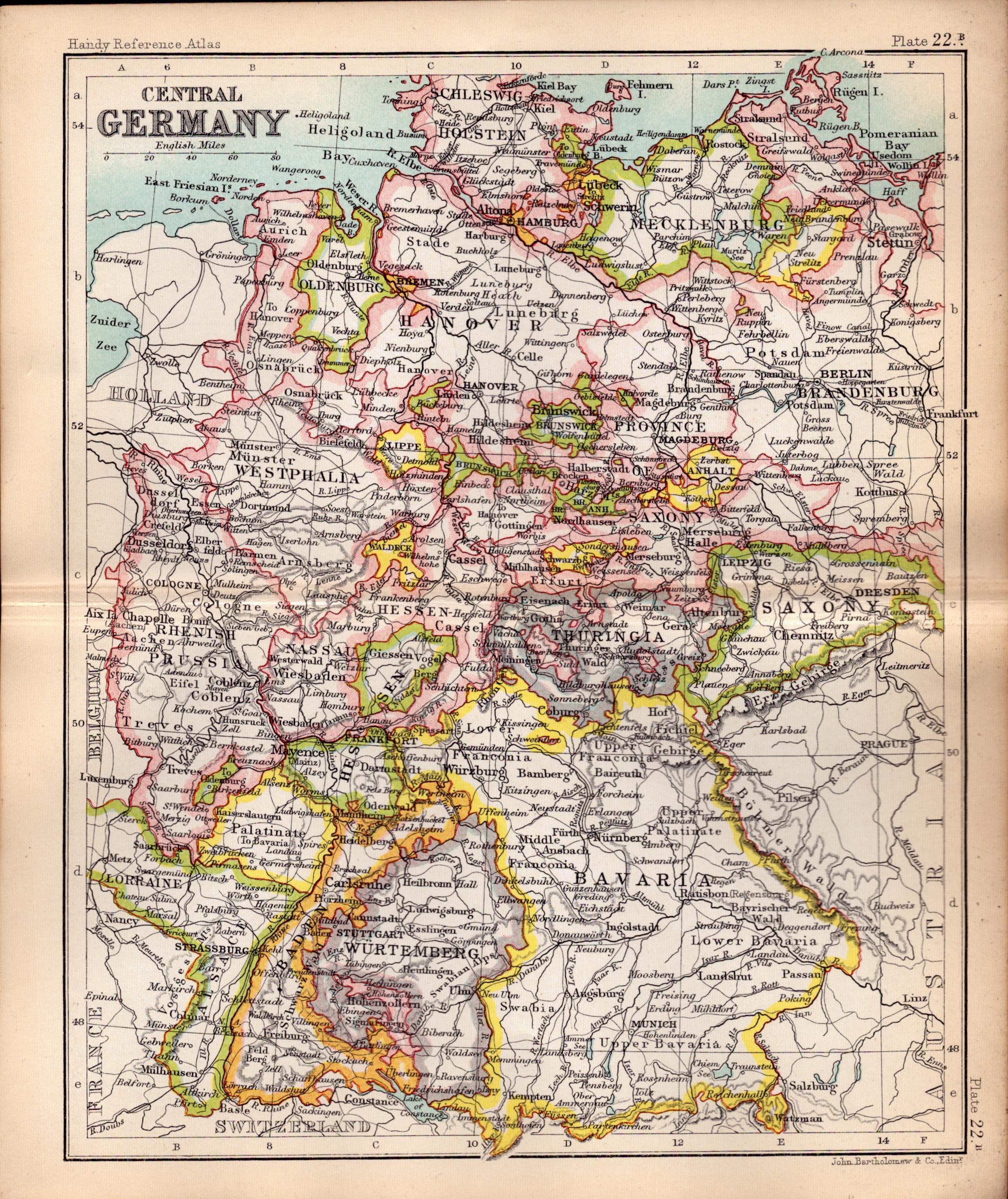 The Germany Empire  Double Sided Victorian Antique 1898 Map.