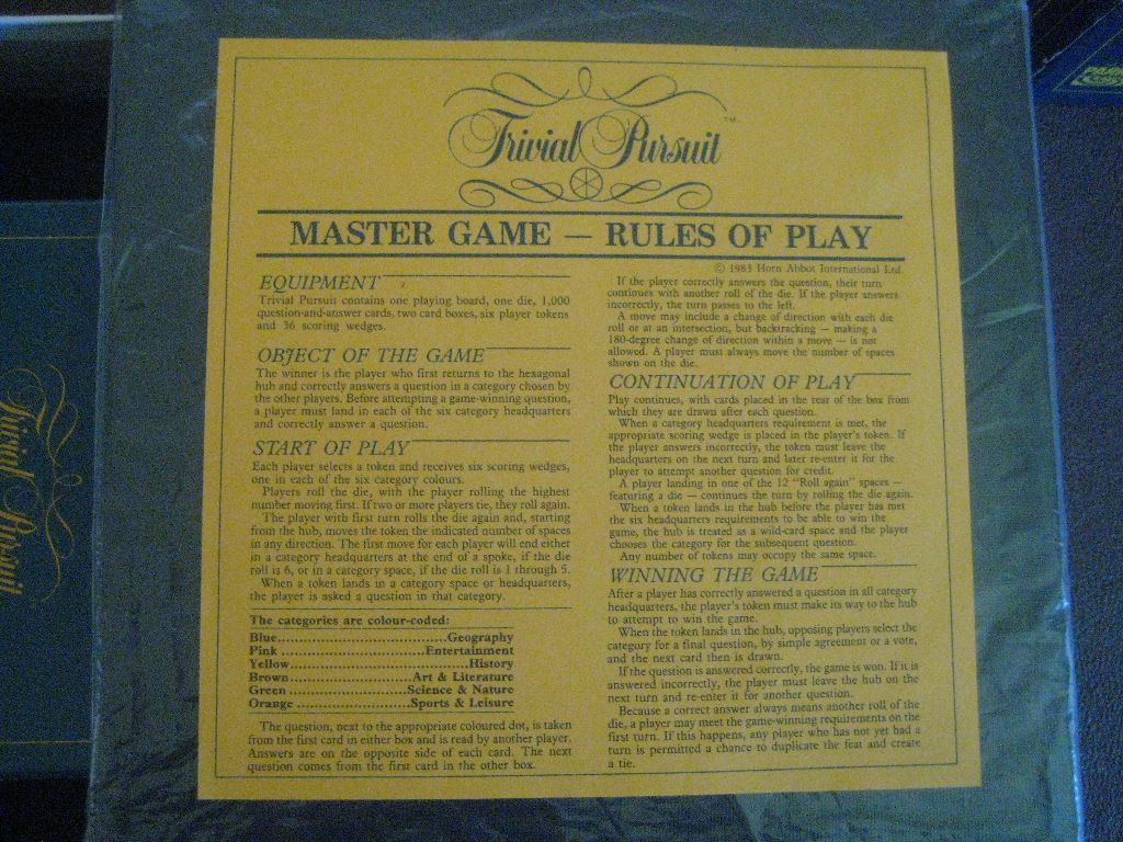Trivial Pursuit Master Game-Genus Edition Board Game