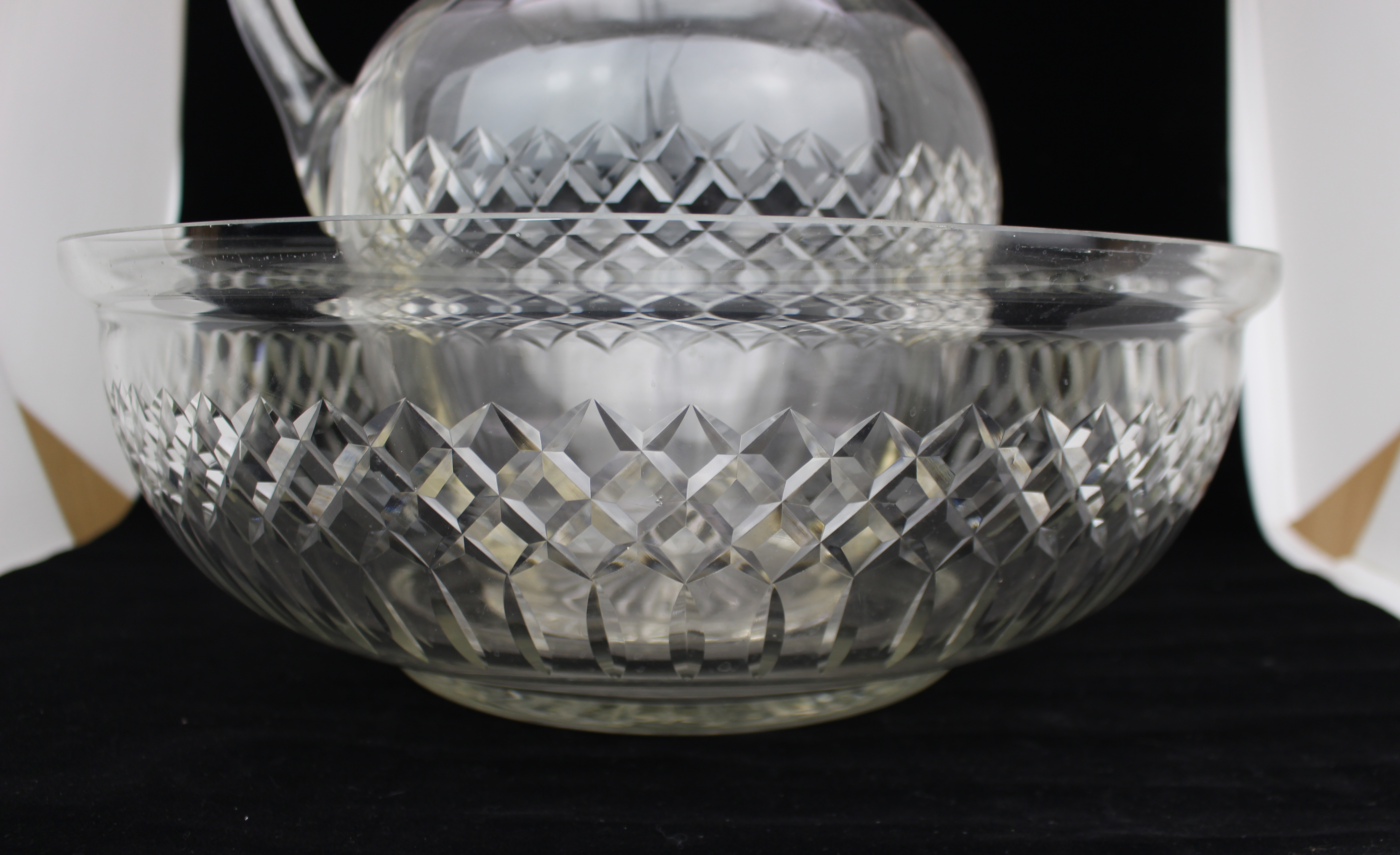 Large Victorian Cut Crystal Jug & Bowl Set