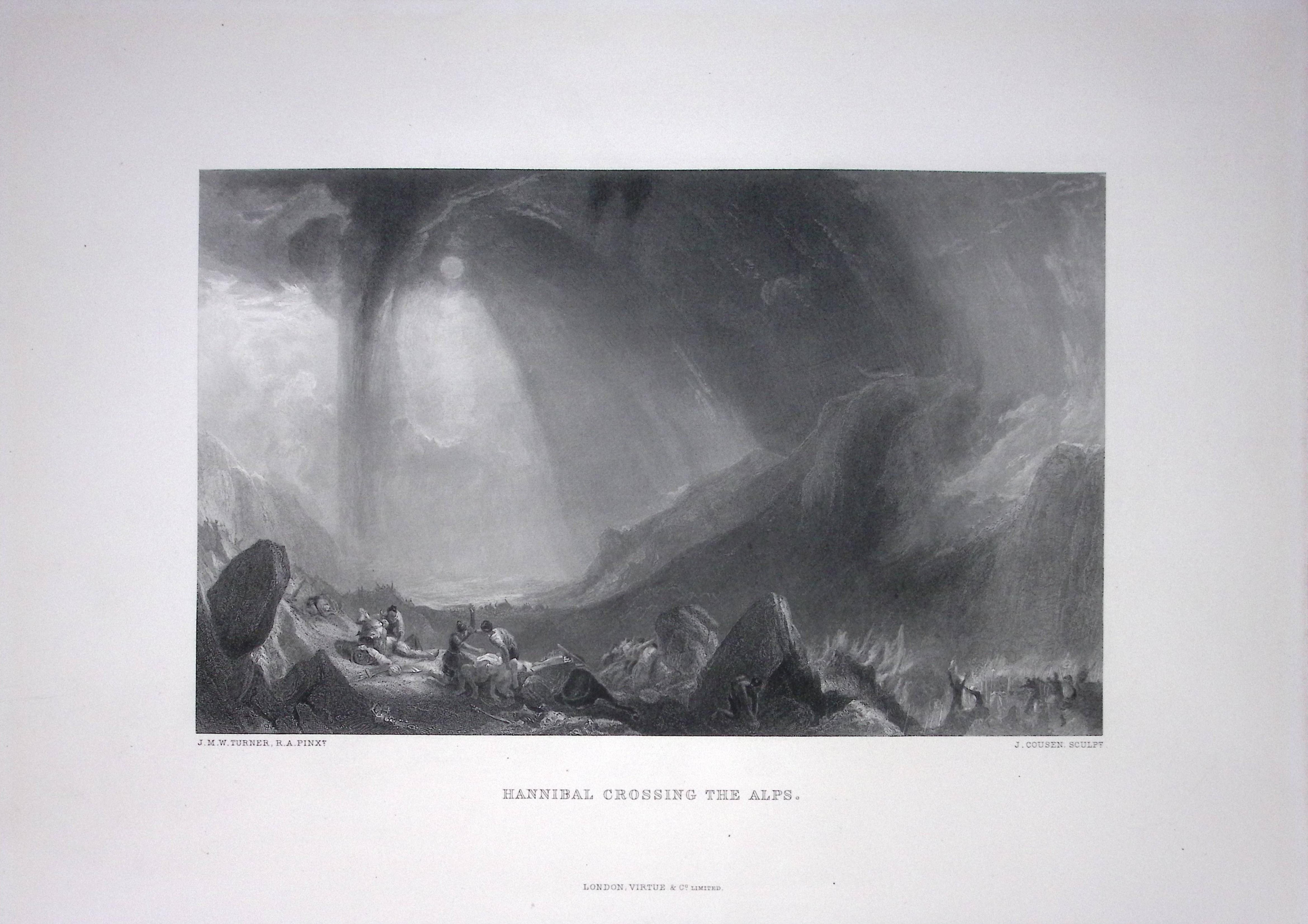 J.M.W Turner Hannibal Crossing The Alps Antique Steel Engraving-65-TR