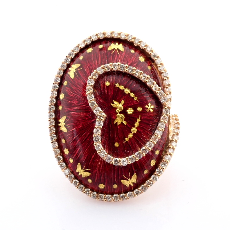 Natural Diamond 18K Yellow Gold Ring