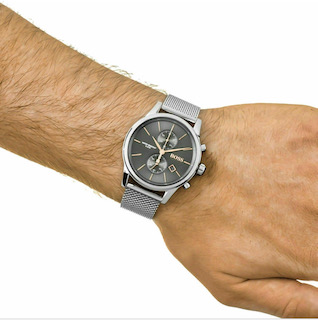 Hugo Boss 1513440 Men's Jet Silver Mesh Band Chronograph Watch