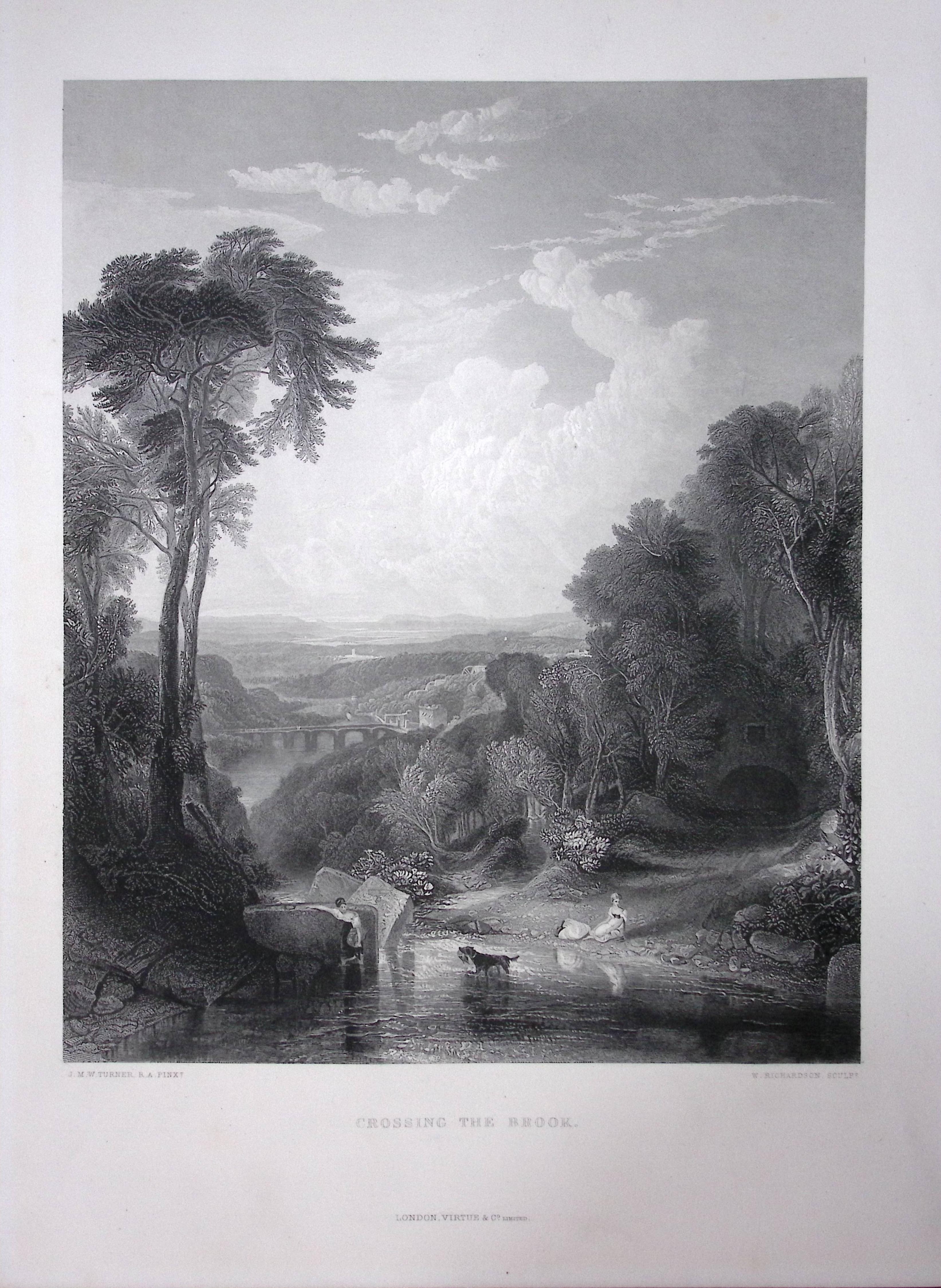J.M.W Turner Crossing The Brook Devon Large Antique Steel Engraving-59-TR