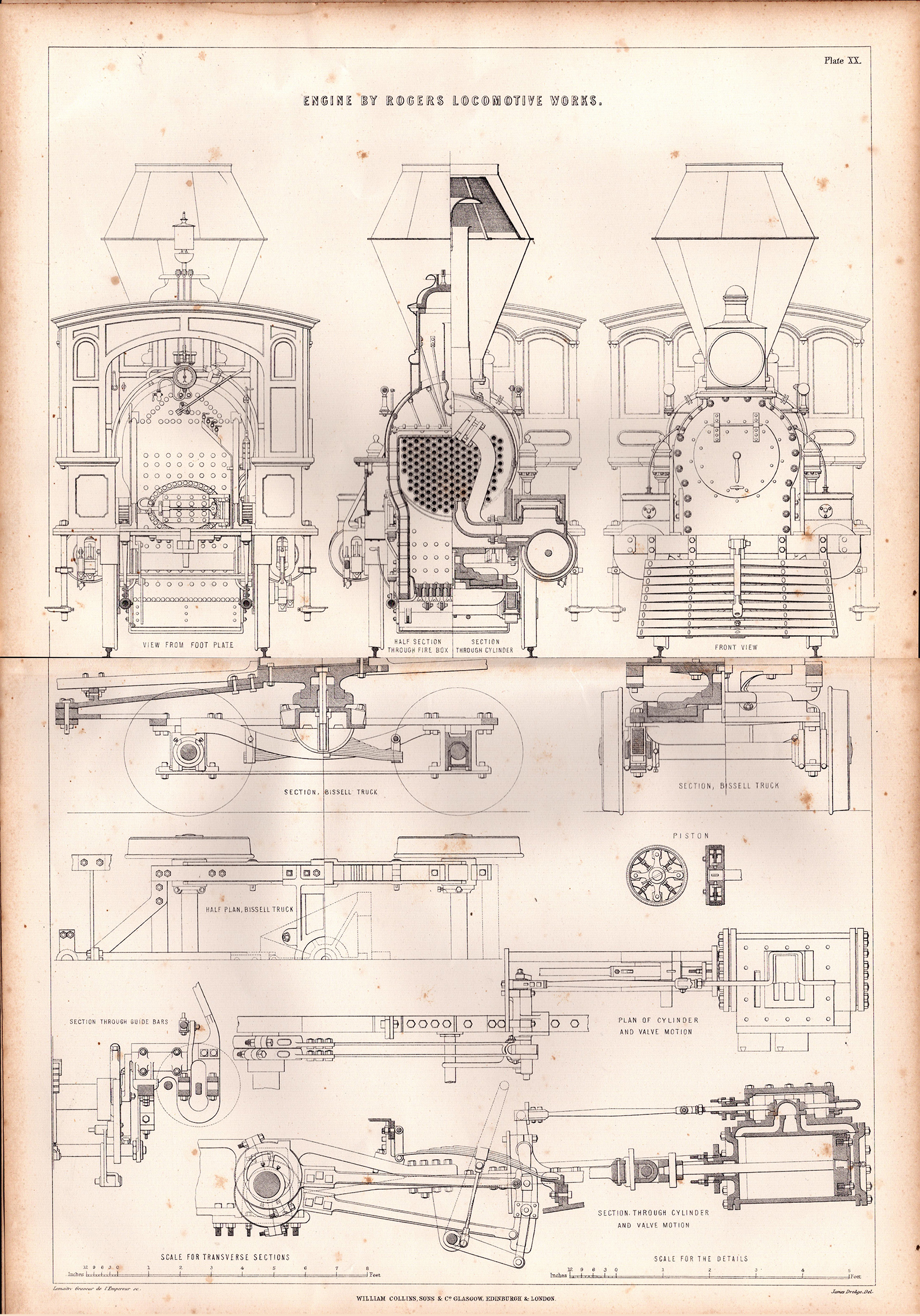 Steam Engine W Collins & Co Glasgow & Edinburgh Antique Diagram-39.