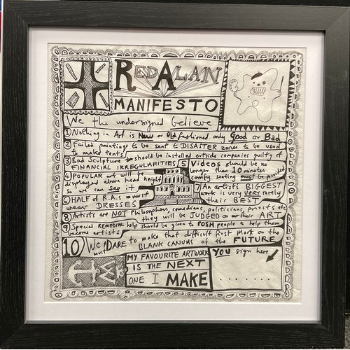 Grayson Perry CBE RA Hon Friba (b1960), By and After, ‘Red Alan Manifesto’, Print On Napkin, 2014