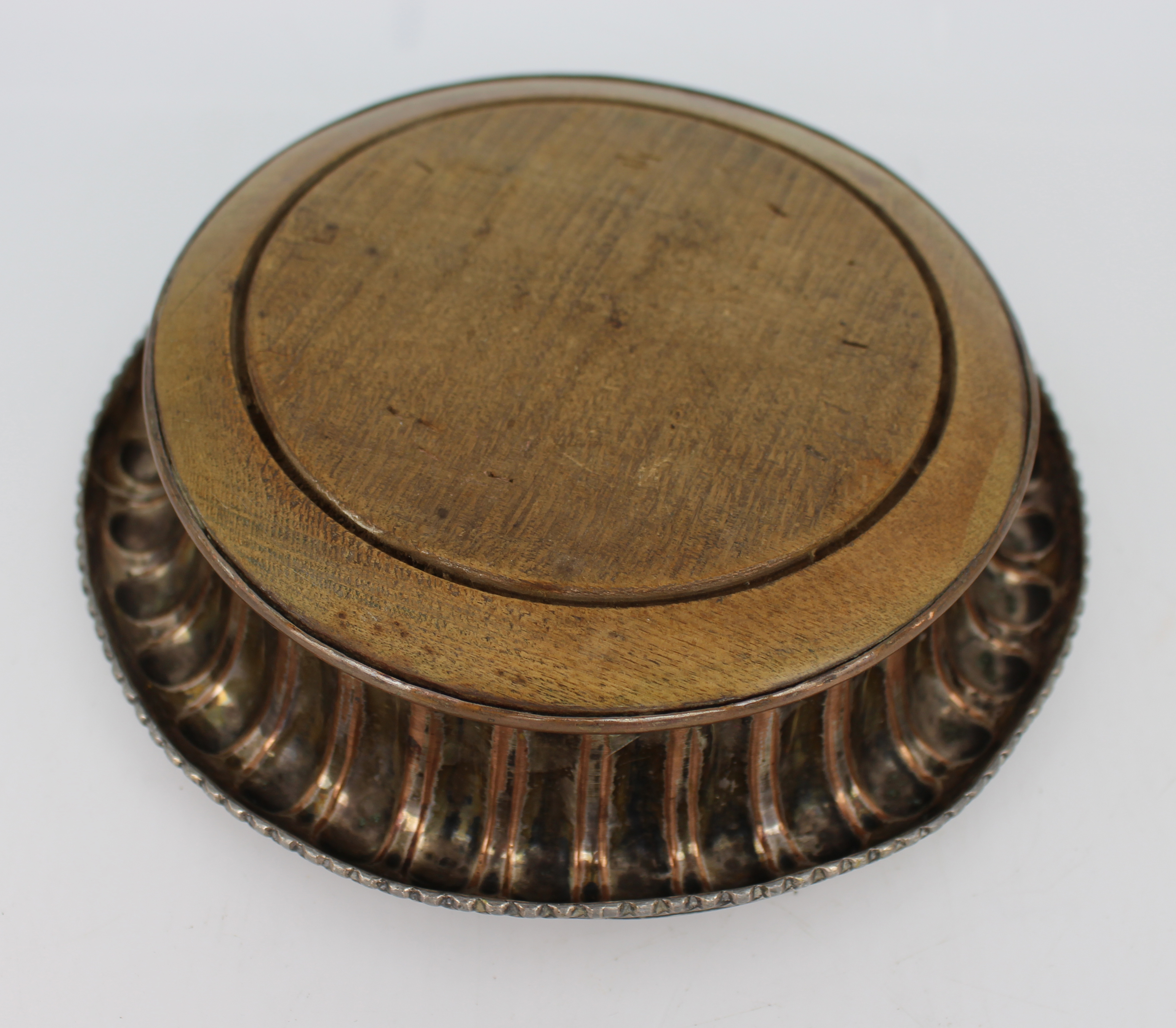 Antique Sheffield Plated Turned Wooden Wine Coaster