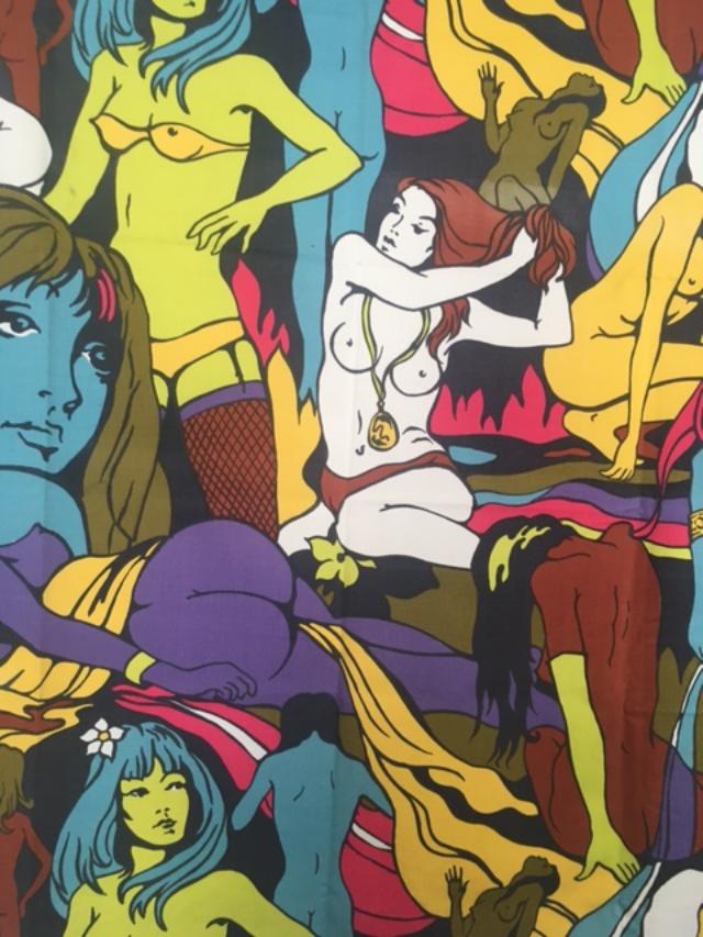 Switch On 70’s (1972) Rare/Unique, Wall Hanging Fabric By Bernard Wardle, In Vibrant Colours, 1972