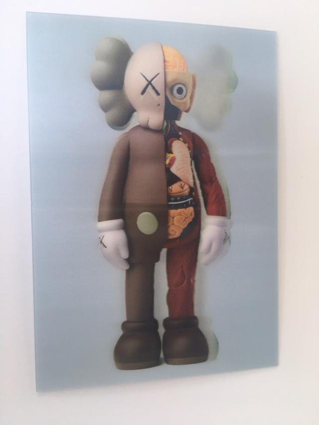 Kaws (b.1974) Import, 3D Lenticular Image Flayed Companion In Brown, Exhibition At NGV, Framed, 2019