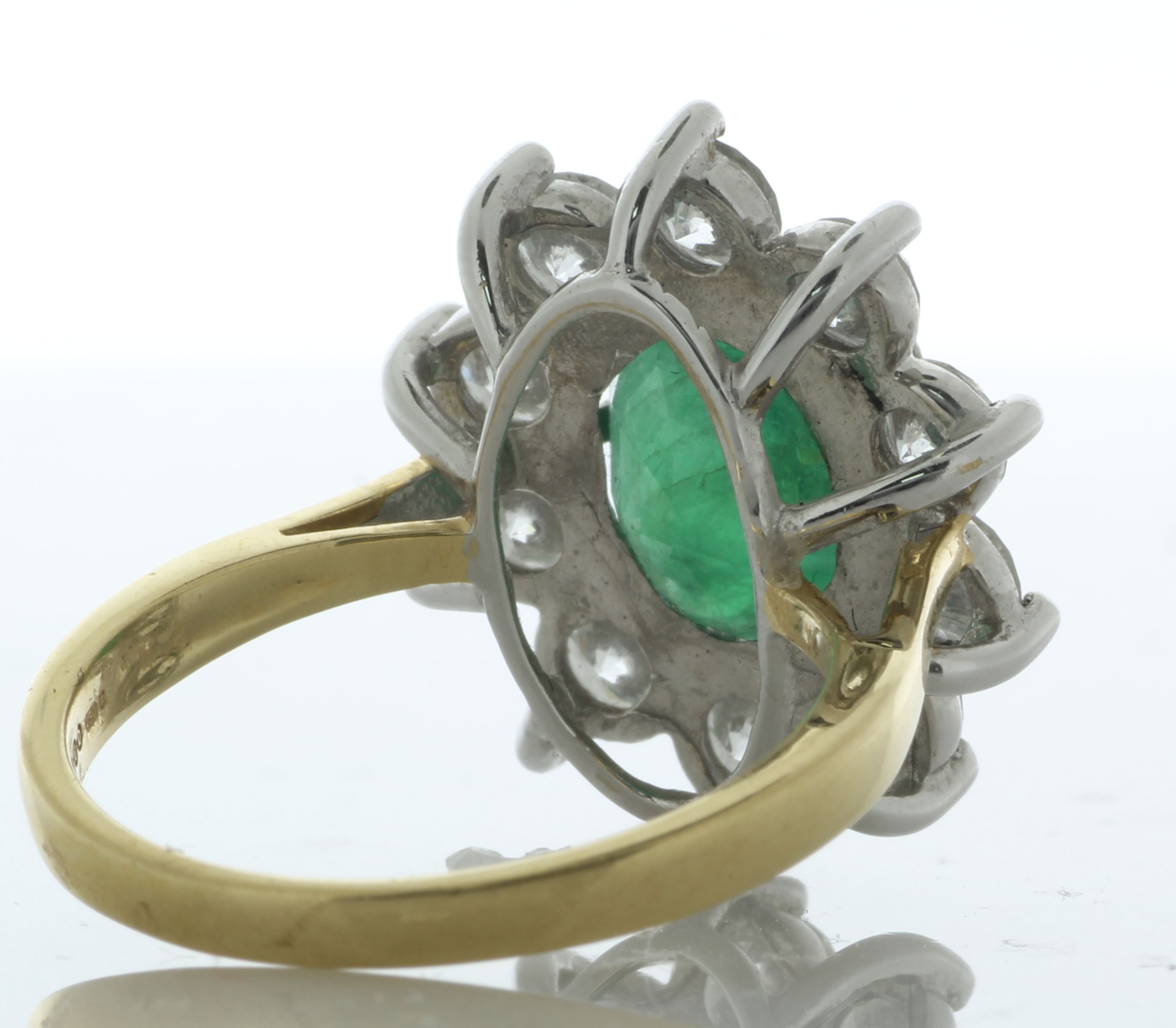 18ct Yellow Gold Diamond And Oval Emerald Ring (E4.00) 2.00 Carats
