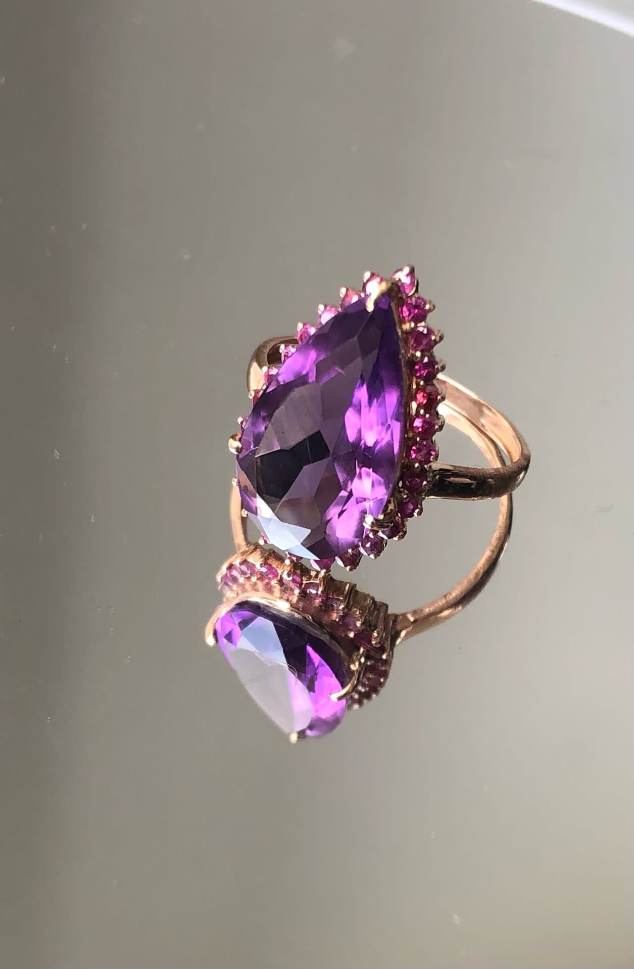 Beautiful Natural Amethyst 4.55Ct With Natural Burma Ruby & 18k White Gold