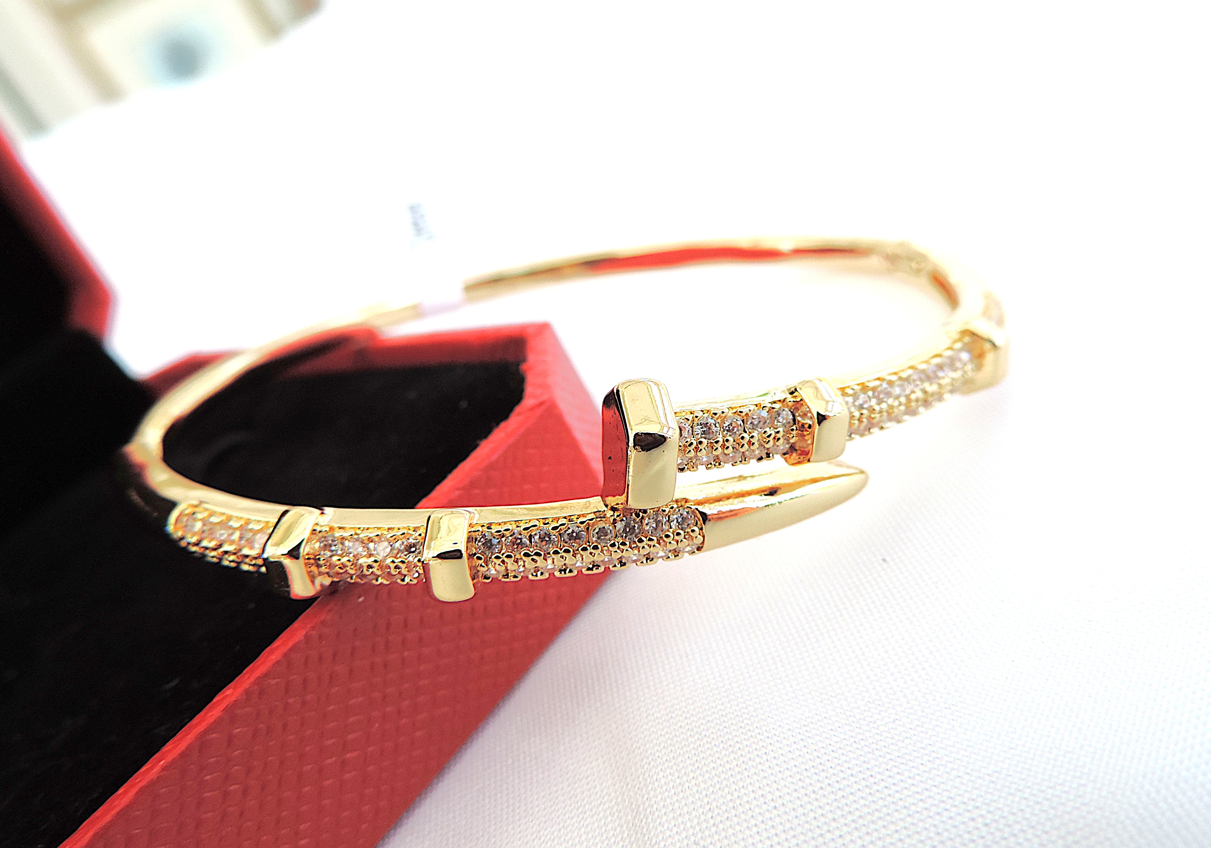 Orrevé 18k Gold Plated Pave Zircon Bangle/Bracelet 'New'