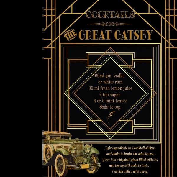 Great Gatsby Swinging 1920's American Art Deco Cocktail Metal Wall Art