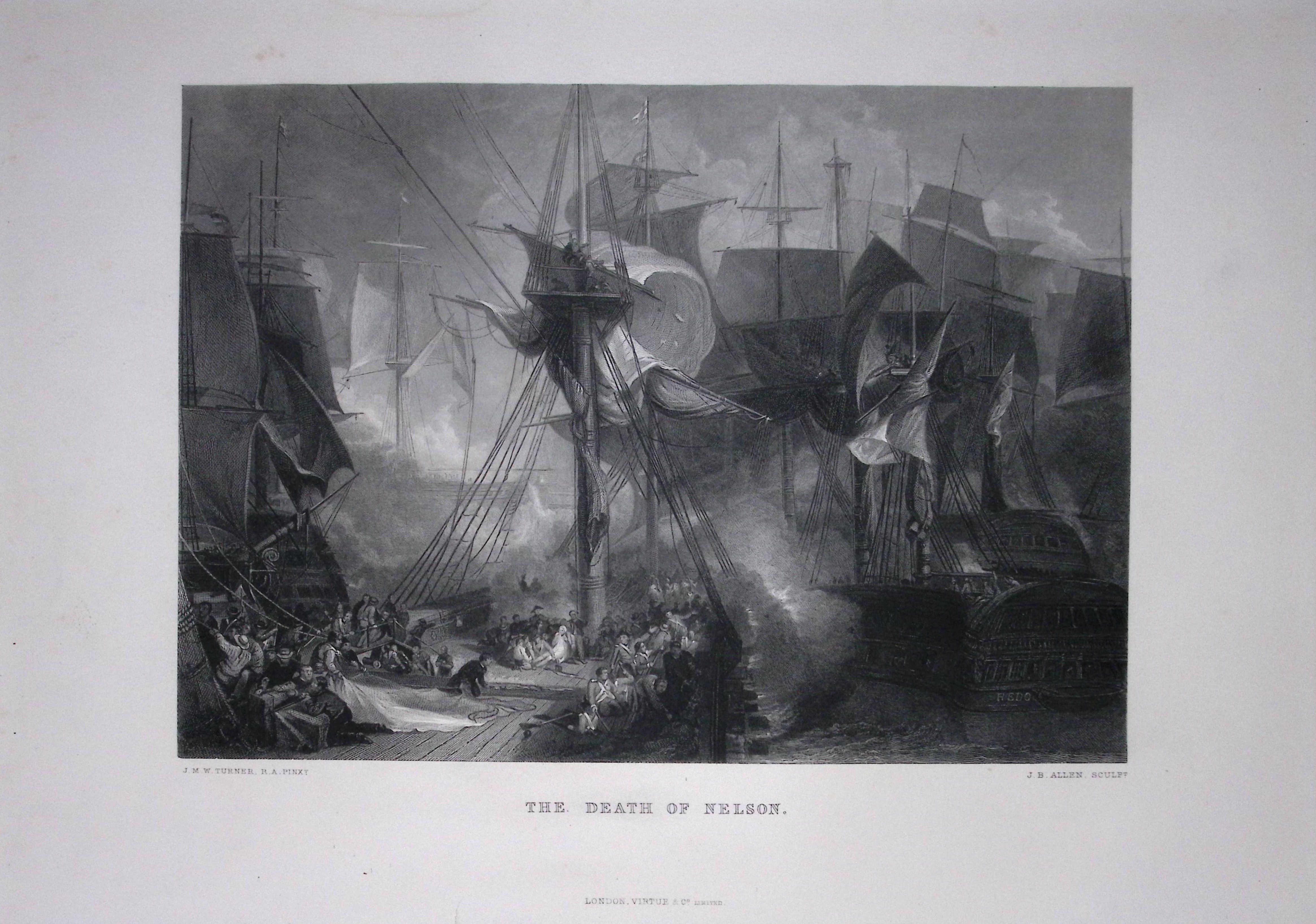 J.M.W Turner The Death of Nelson Large Antique Steel Engraving-71-TR