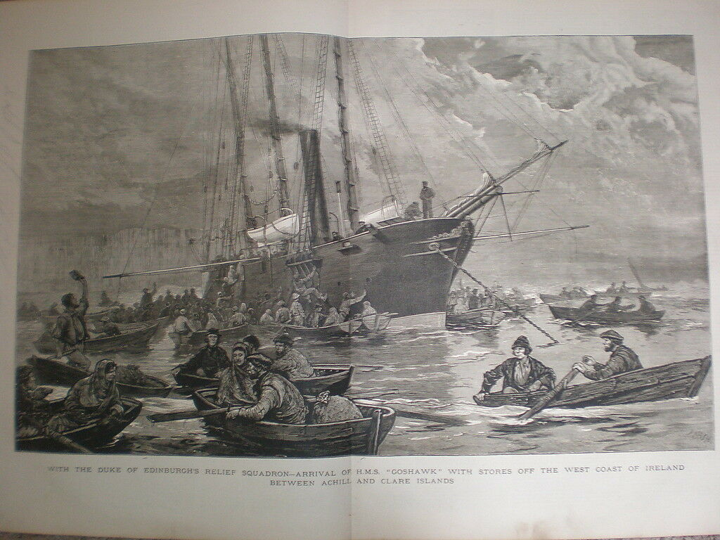 1880 Famine & Distress West Of Ireland Achill And Clare Island MayoOriginal Antique Complete 1880