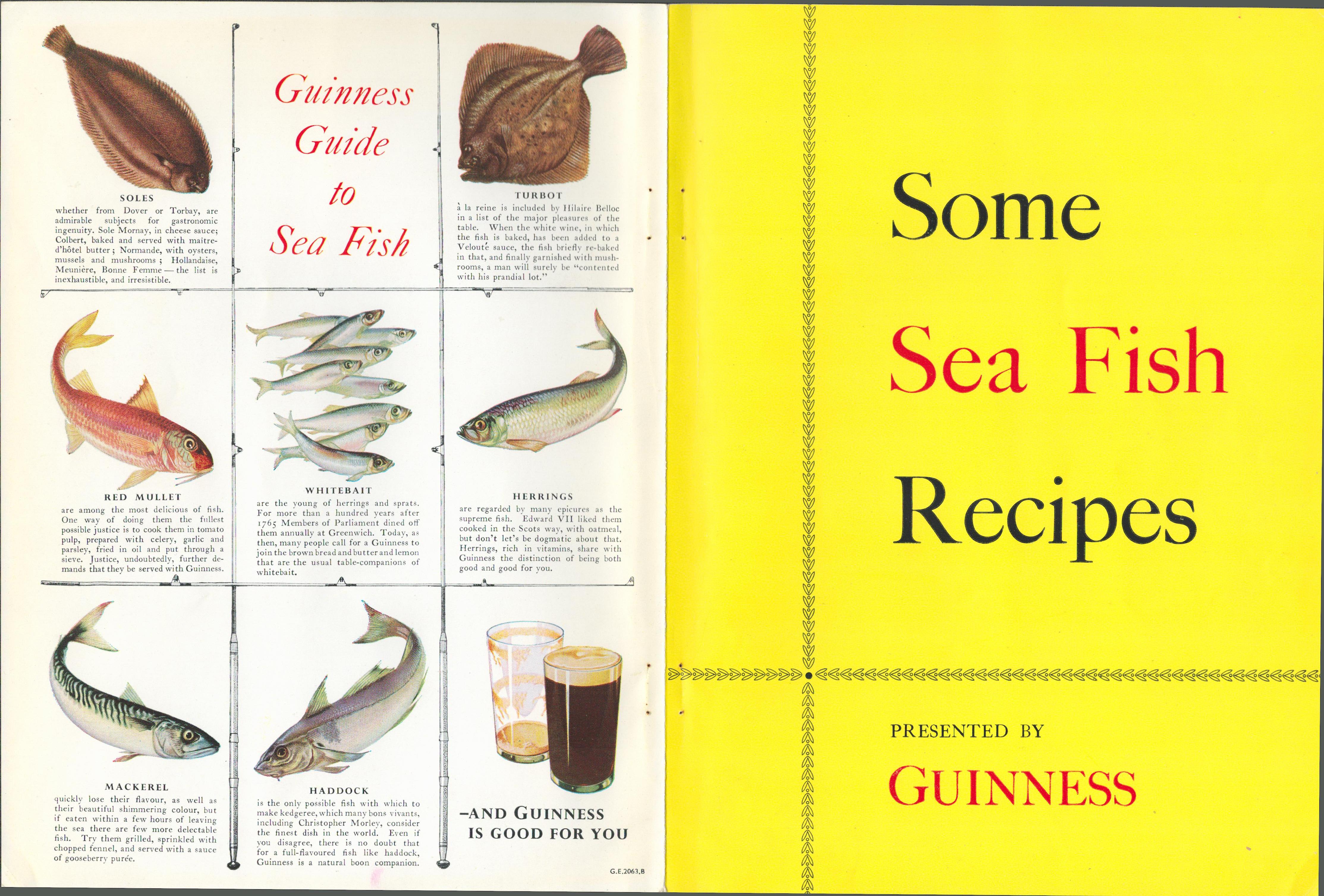 Double Sided Vintage 1961 Guinness Print "Sea Fish Recipes"Double Sided 1961 Guinness