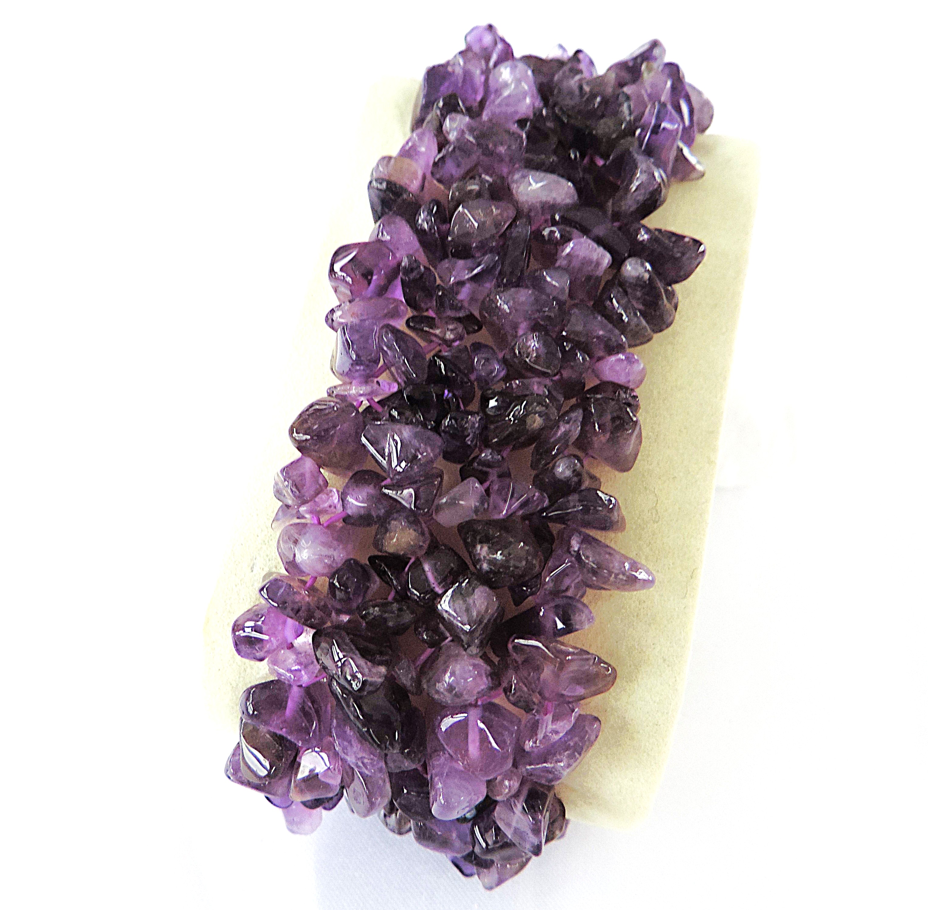 Chunky Amethyst Stone Chip Stretch Bracelet 'New'