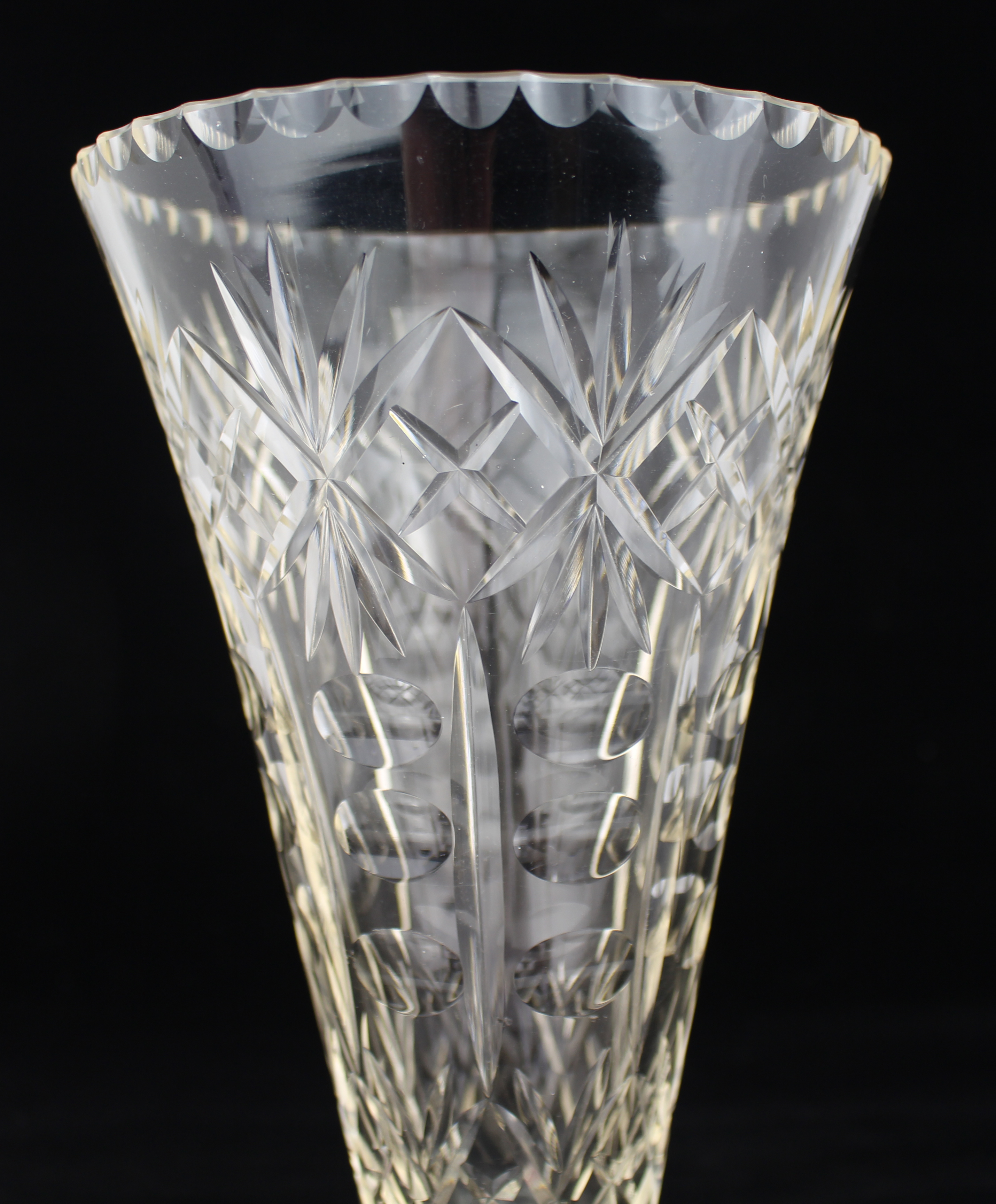 Edwardian Cut Glass Lead Crystal Vase