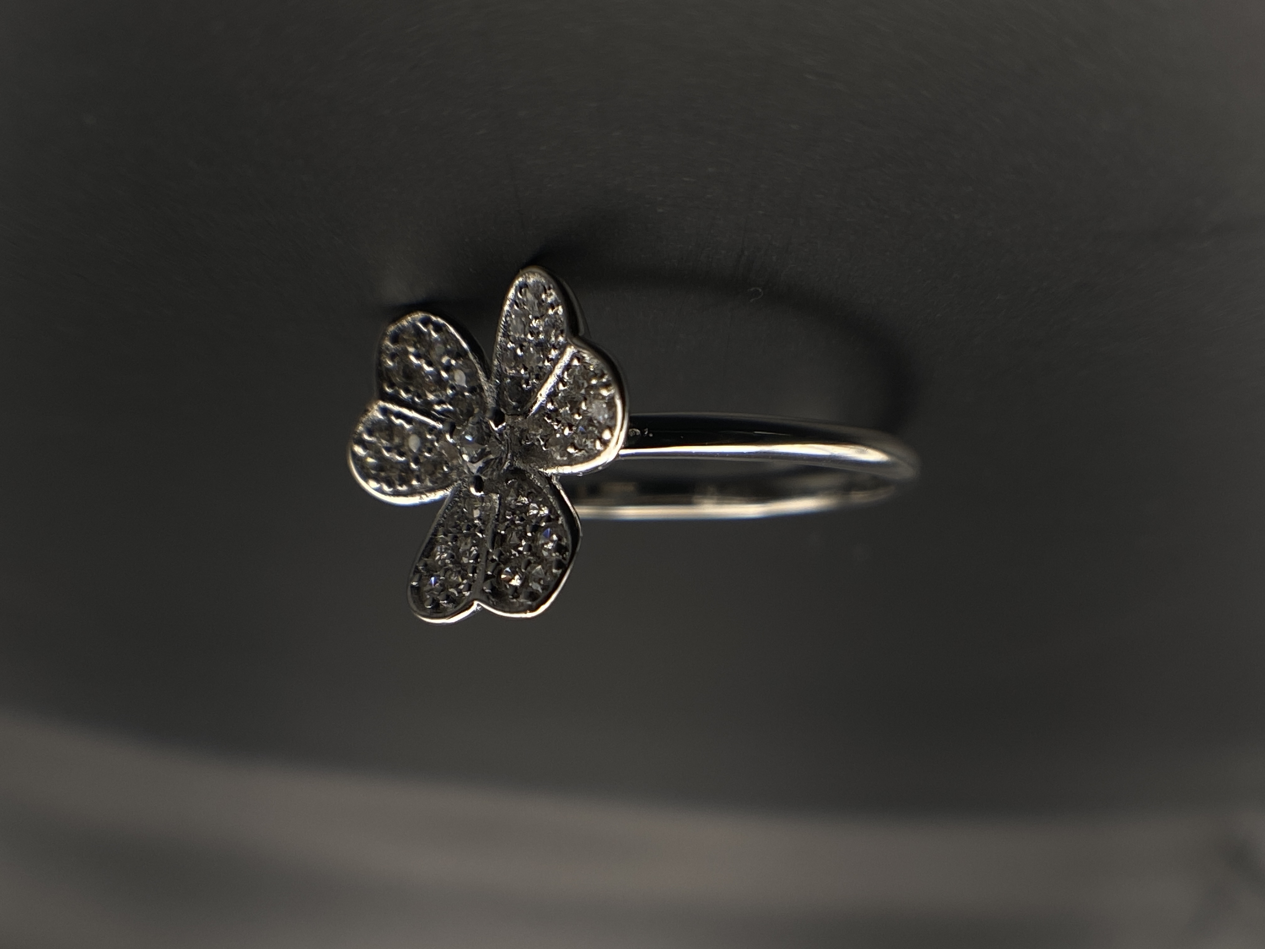 Silver Ladies Shamrock Ring Set With CZ