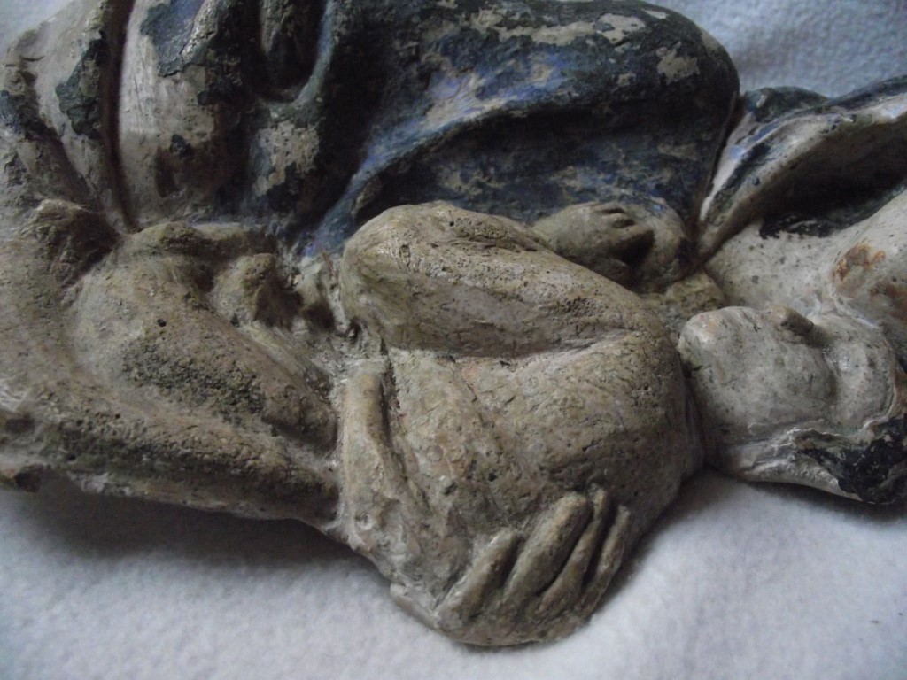 Antique Madonna & Child Wall Hanging Figure - 11 3/4" High.