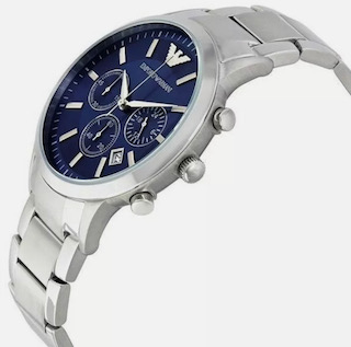 Emporio Armani AR2448 Men's Blue Dial Silver Bracelet Chronograph Watch